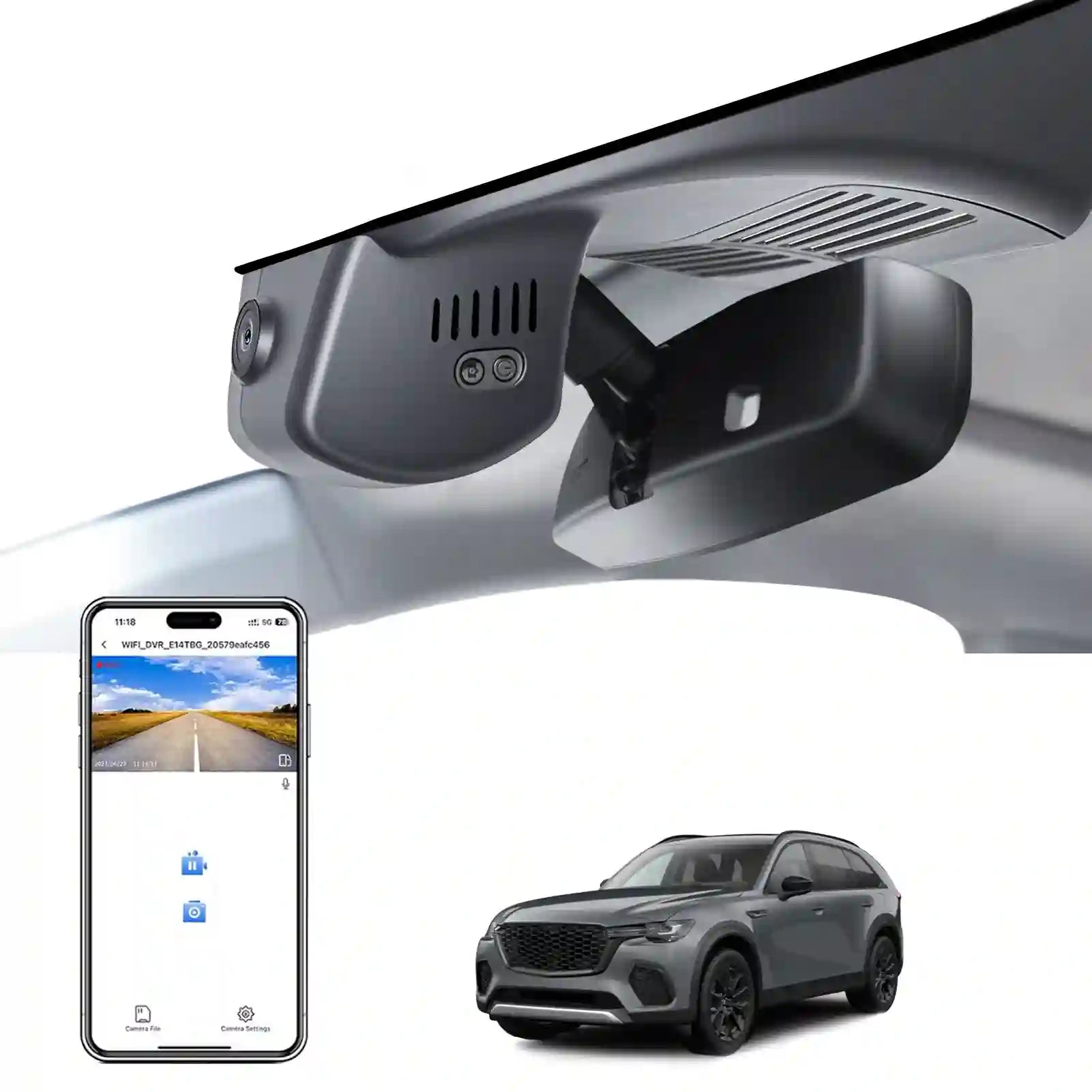 4K Dash Cam Custom fit for Mazda CX-70 2025, Turbo S Premium Plus Package AWD, OEM Style, 2160P UHD Video, WiFi & APP, 64GB Card