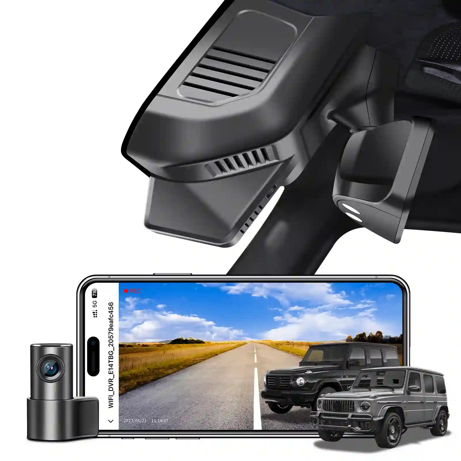 Front 4k & Rear 1080p Dash Cam Custom for Mercedes-Benz G-Class W465 2025, AMG G63 2025(Model C), 4MATIC, OEM Look, Loop Recording, UHD 2160P Video, App & WiFi, 128GB Card, GPS