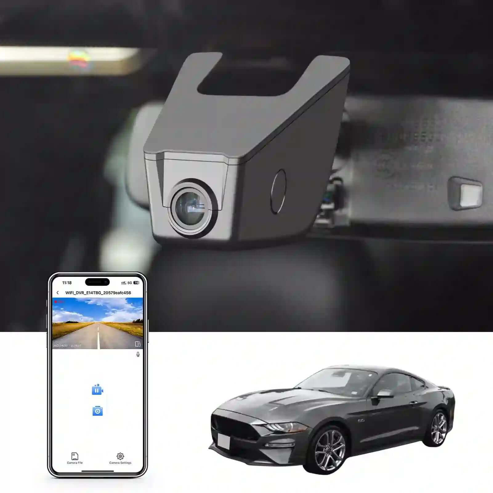 mustang frot 4k single dash cam model B