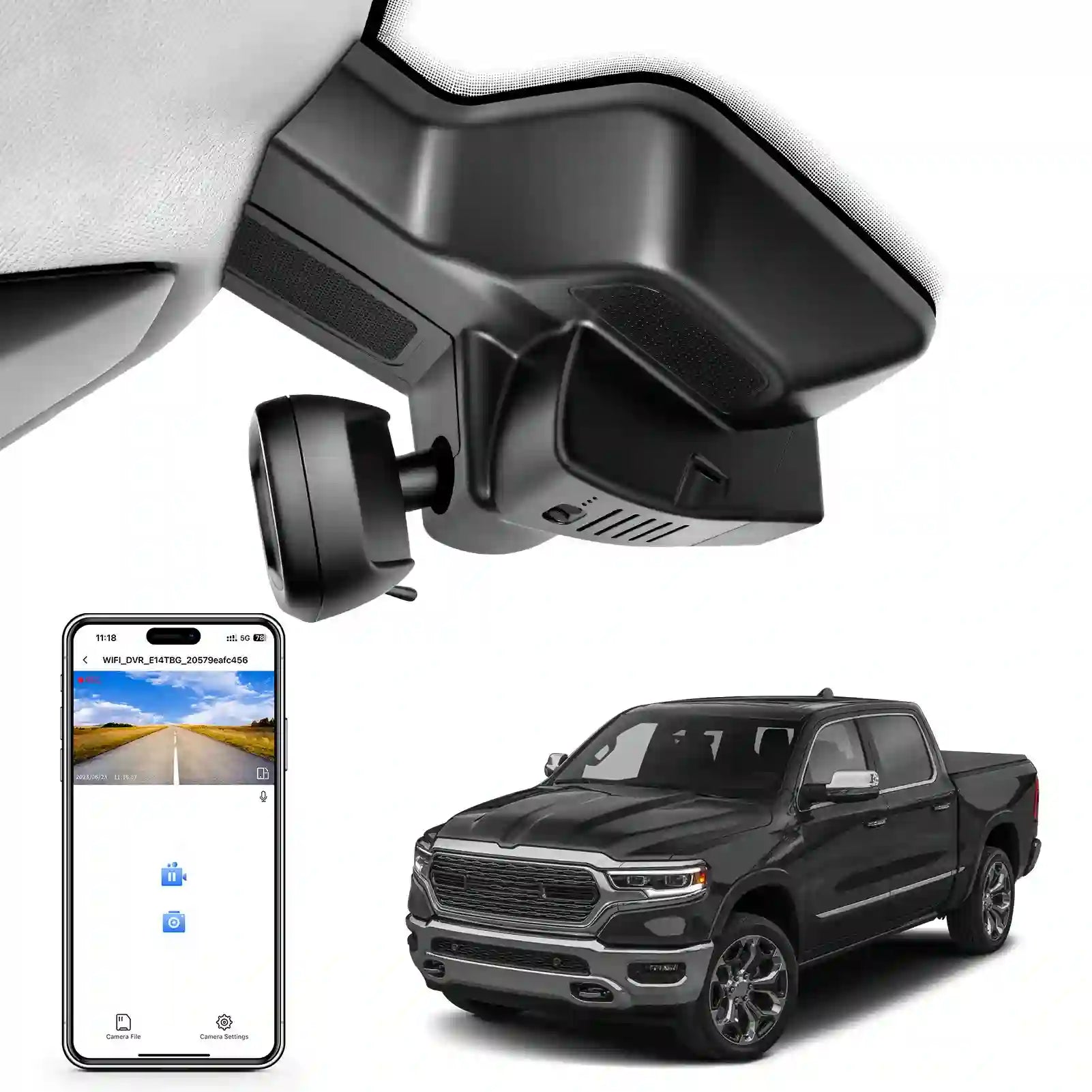 Front 4K Dash Cam Custom fit for Dodge RAM Gen5 RAM 1500 2025 2026 Mid-term facelift (Model G), Big Horn Laramie Lone Star Limited Rebel RHOTradesman etc,UHD 2160P Video,OEM Look App & WiFi, 64GB Card