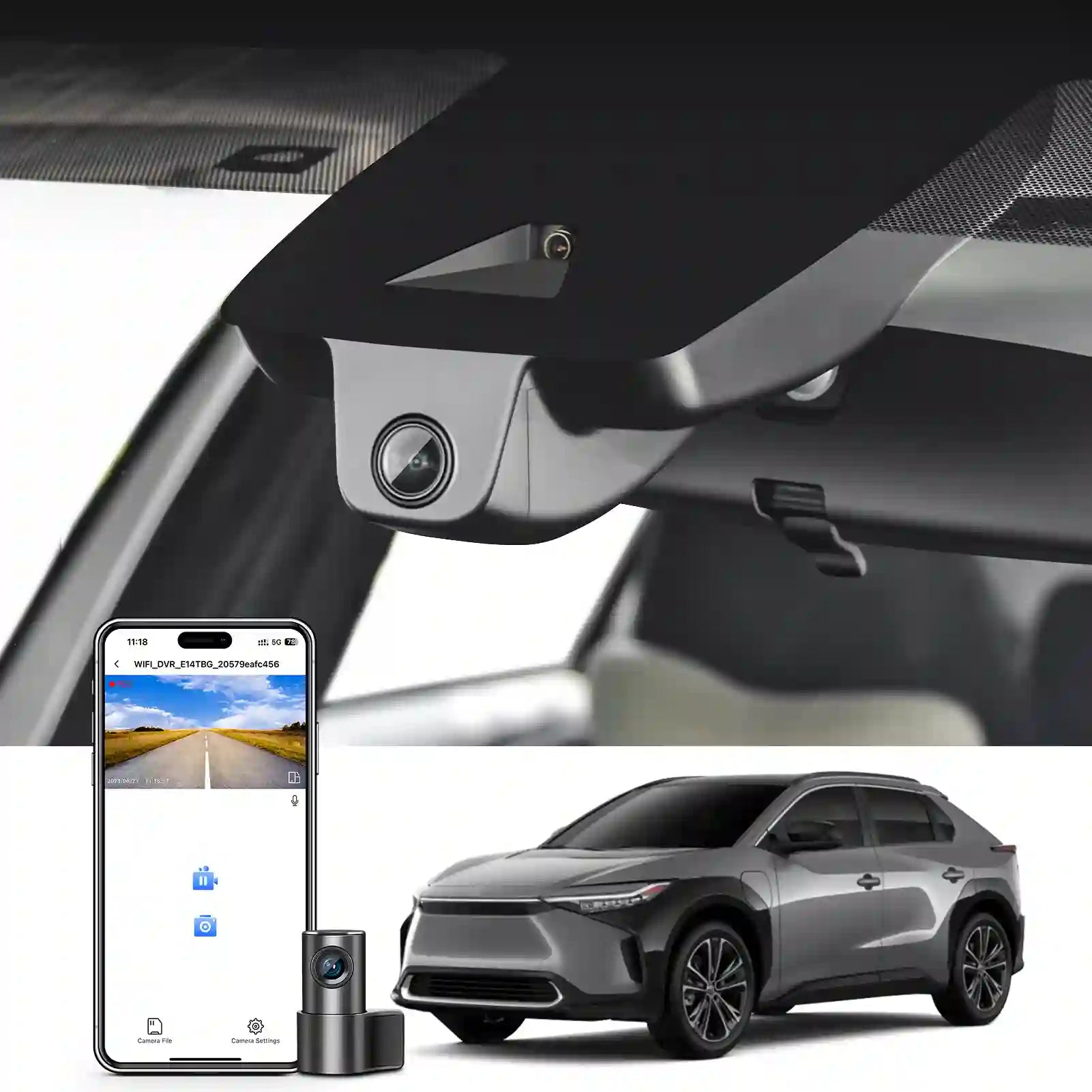 Front 4K & Rear 1080P Dash Cam Custom Fit for Toyota Toyota BZ4X 2023 2024 2025 XLE Limited, Integrated OEM Look, UHD 2160P Video, Loop Recording, App & WiFi, Easy to Install, 128GB Card