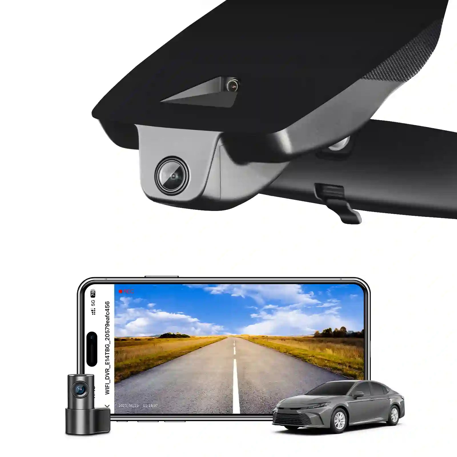 Front 4K & Rear 1080P Dash Cam Custom fit for Toyota Camry 2025 (Model C), Hybrid LE SE XLE XSE, Integrated OEM Look, UHD 2160P Video, App & WiFi, Easy to Install, 128GB Card
