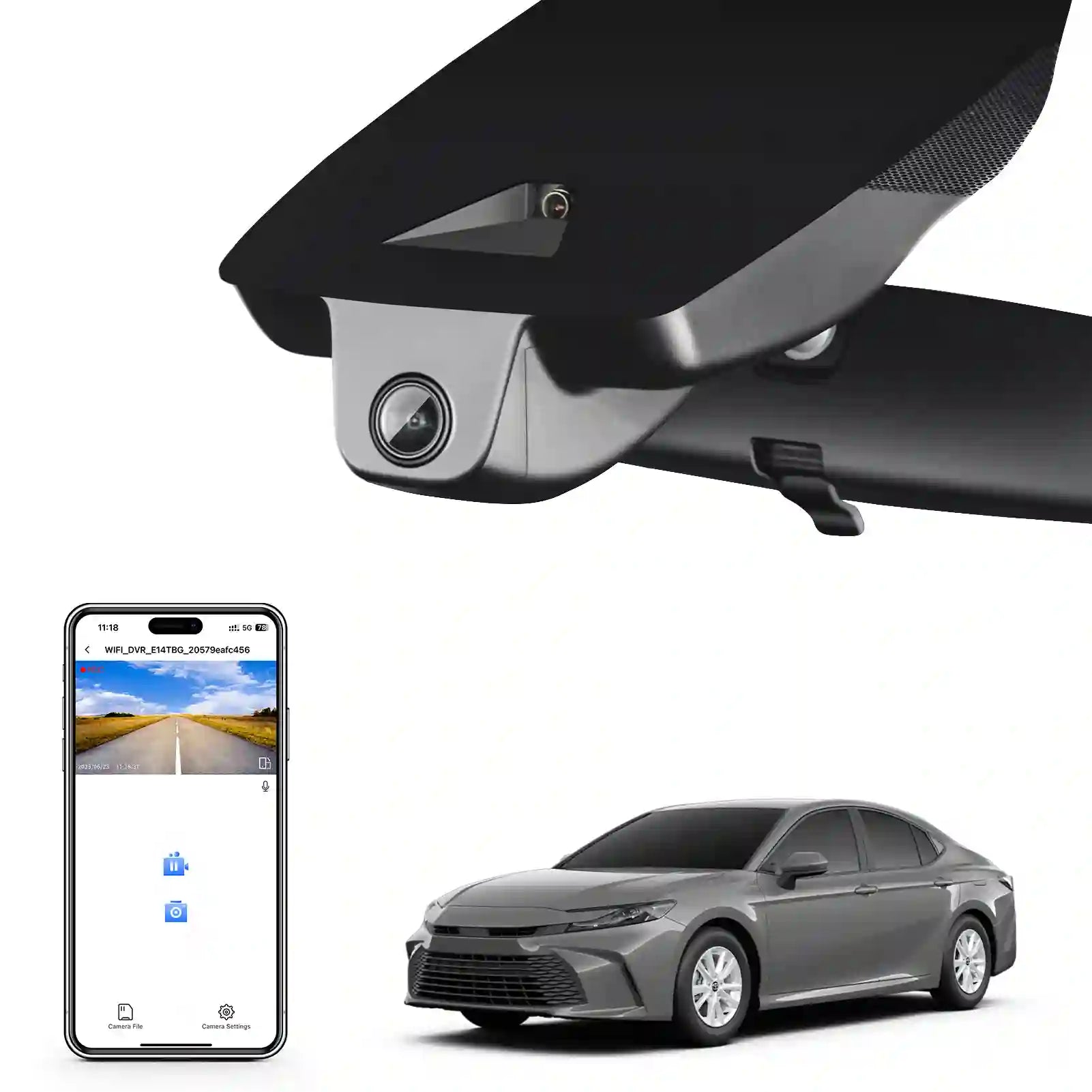 4K Dash Cam Custom fit for Toyota Camry 2025 (Model C), Hybrid LE SE XLE XSE, Integrated OEM Look, UHD 2160P Video, App & WiFi,Easy to Install, 64GB Card
