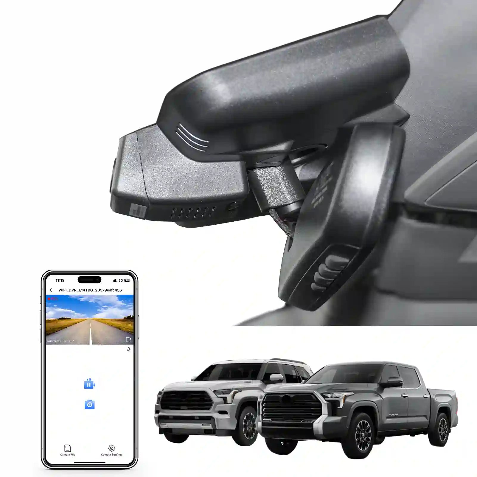 4K Dash Cam Custom fit for Toyota Tundra 2022-2025 & Sequoia 2023-2025 (Model B), Limited SR SR5 TRD Pro Limited Platinum (Gen3), UHD 2160P Video, WiFi & App, Easy to Install, 64GB Card