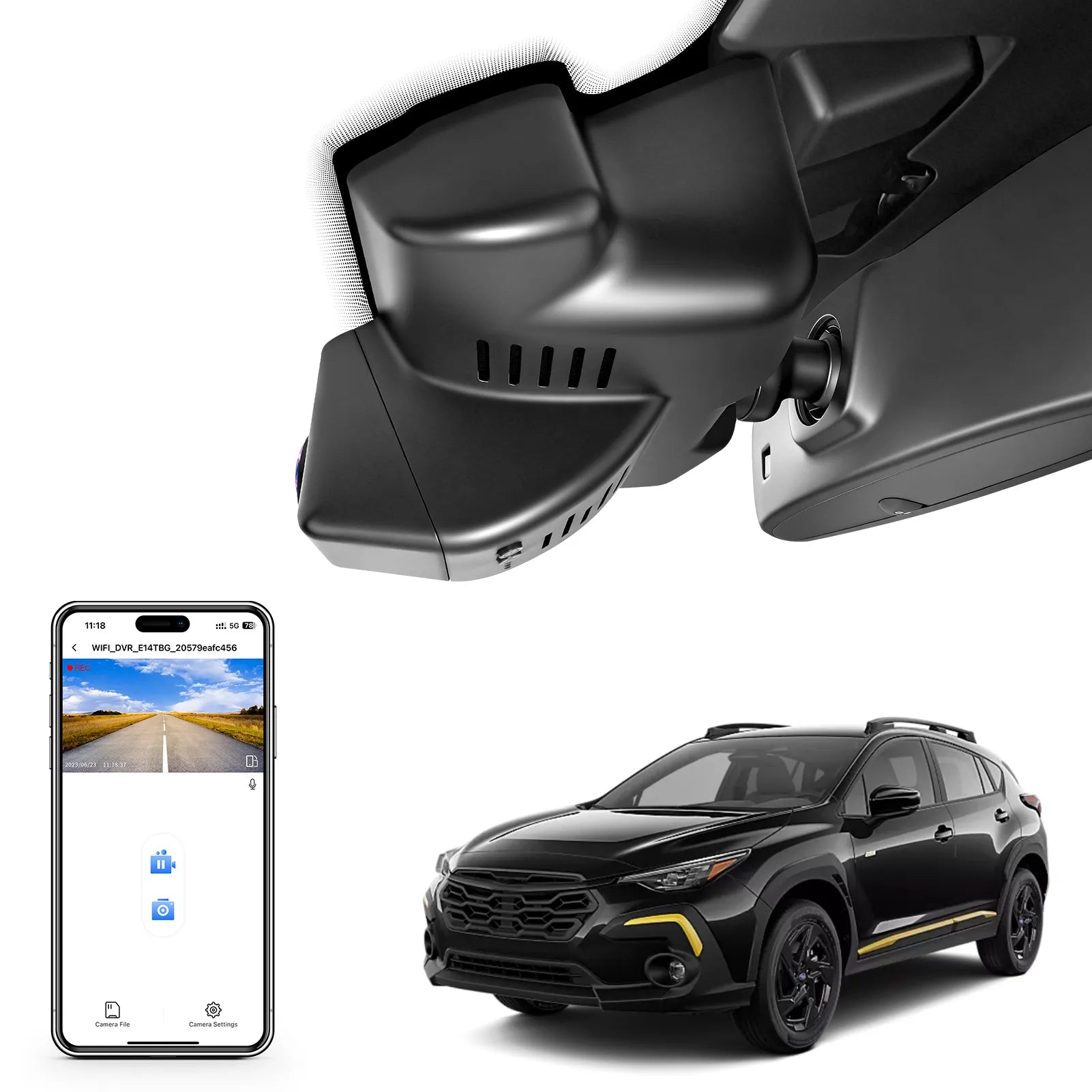 4K Dash Cam Custom fit for Subaru Crosstrek 2024 2026 (Model B),Base Limited Premium Sport Wilderness etc, Integrated OEM Look, UHD 2160P Video, App & WiFi, 64GB Card
