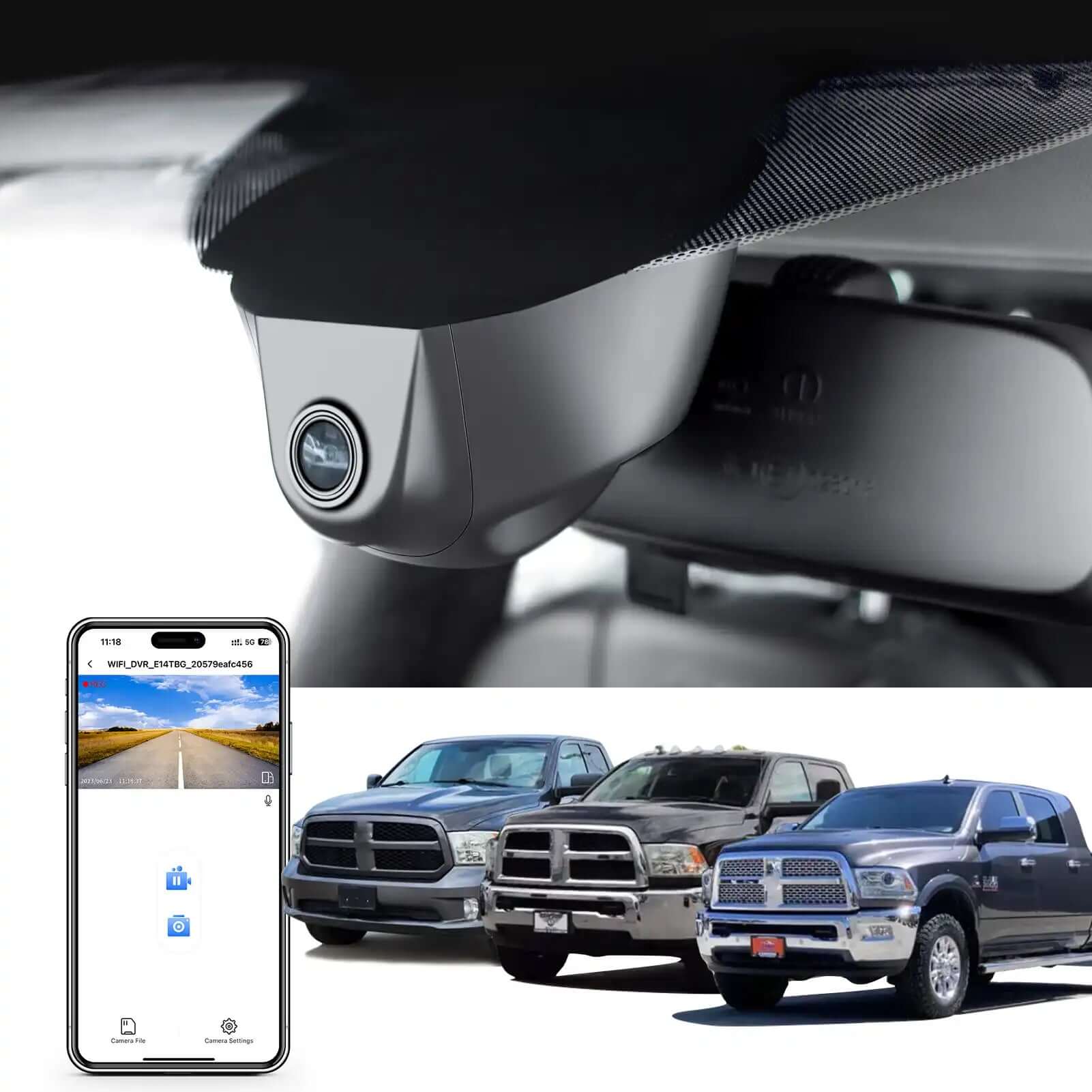 The ram truck front 4k single dash camera only 