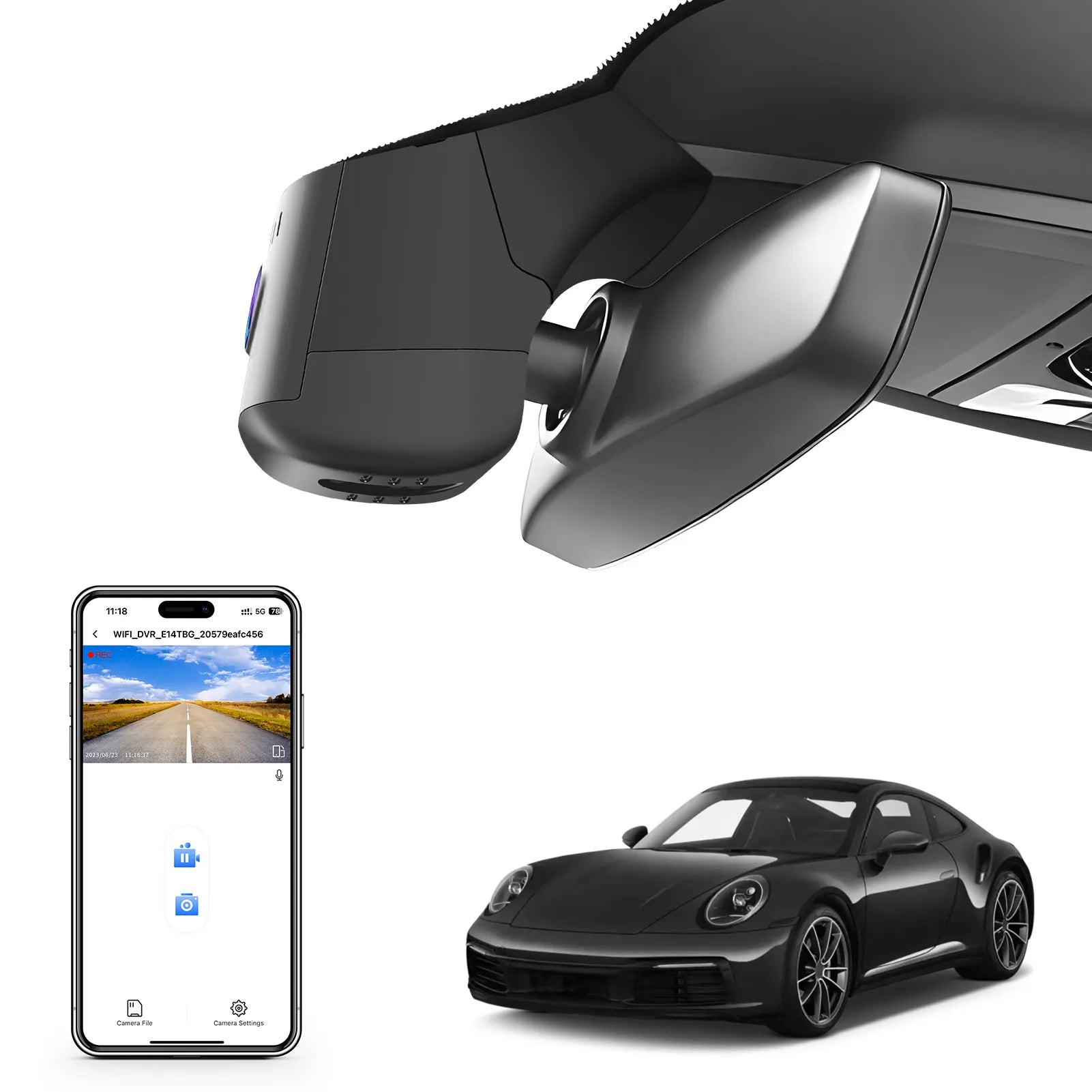 STARVIS 2 Front 4K HDR Dash Cam IMX678, for Porsche 911 2025 2026(Model C), 5G WiFi, GPS, 64GB