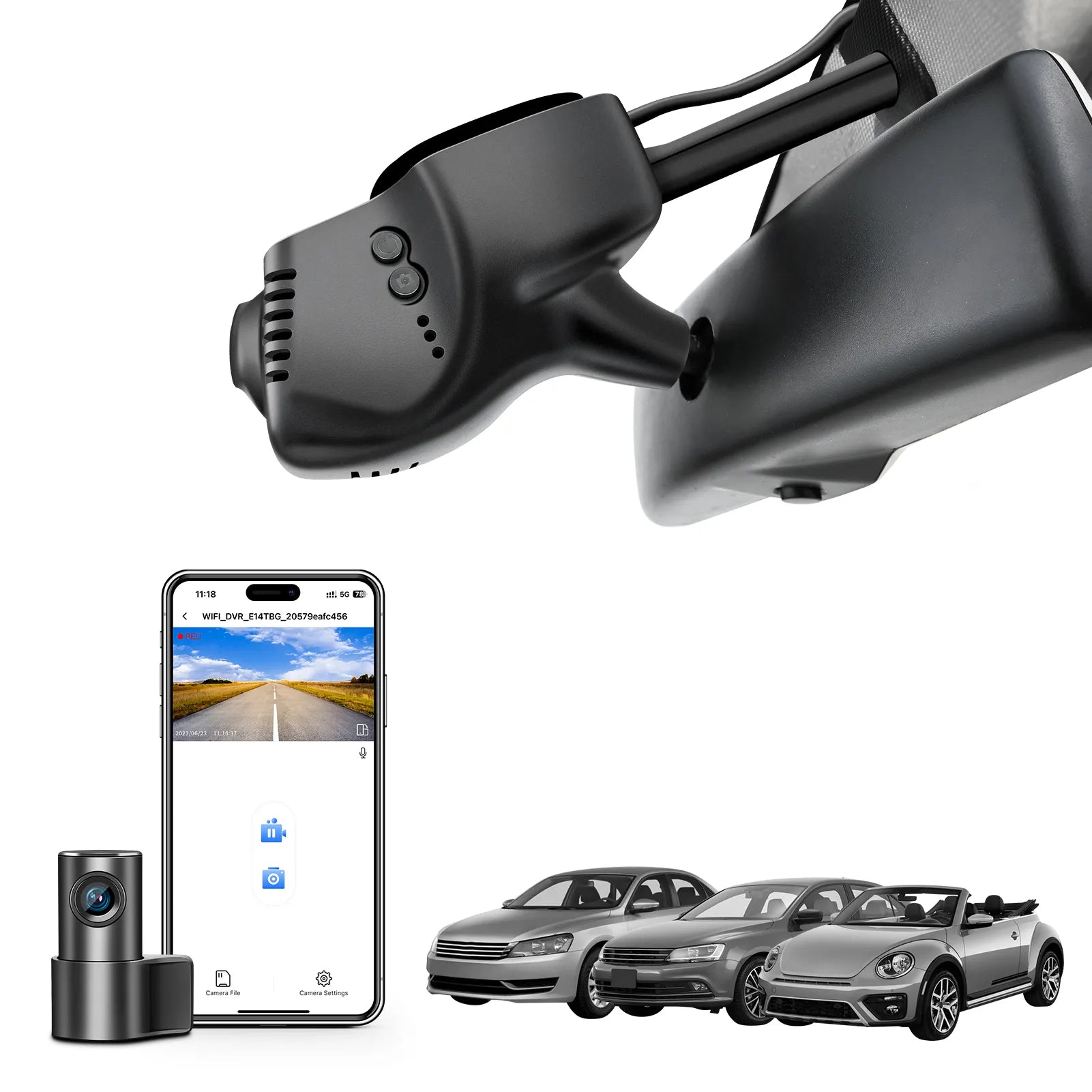 Front 4K and Rear 1080P Dash Cam for Volkswagen(Model B), Select Beetle 2018-2019, Tiguan 2009-2018, Jetta 2005-2016, Eos 2007-2015, Passat 2012-2015, CC 2009-2012, GPS, 128GB Card