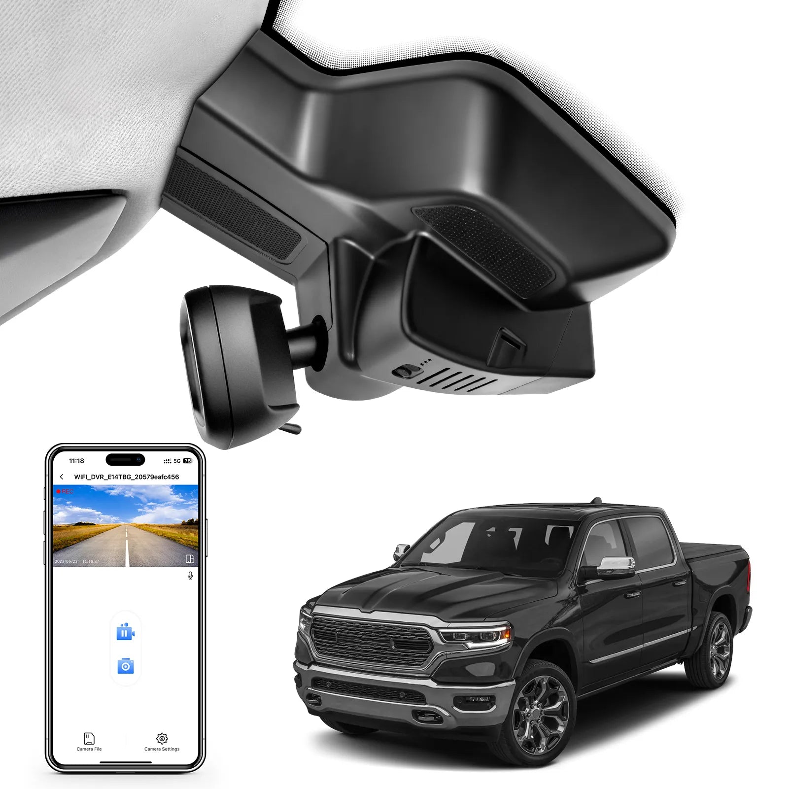 Front 4K Dash Cam Custom fit for Dodge RAM Gen5 RAM 1500 2025 2026 Mid-term facelift (Model G), Big Horn Laramie Lone Star Limited Rebel RHOTradesman etc,UHD 2160P Video,OEM Look App & WiFi, 64GB Card