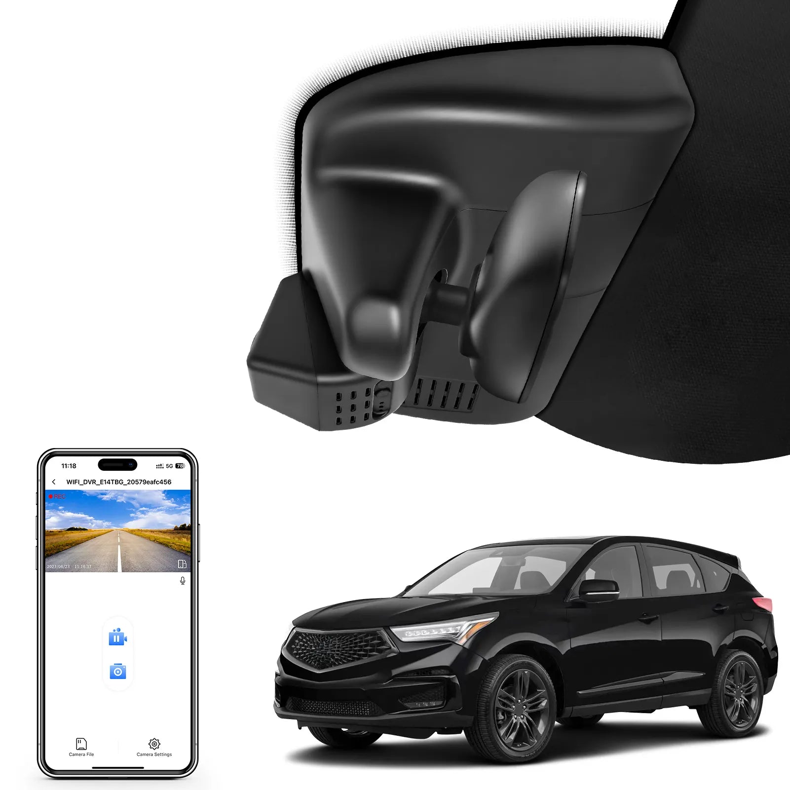 4K Dash Cam Custom fit for Acura RDX 2019-2025, w/A-Spec Advance Technology Package (1 Style), Integrated OEM Look, WiFi & App, 64GB Card