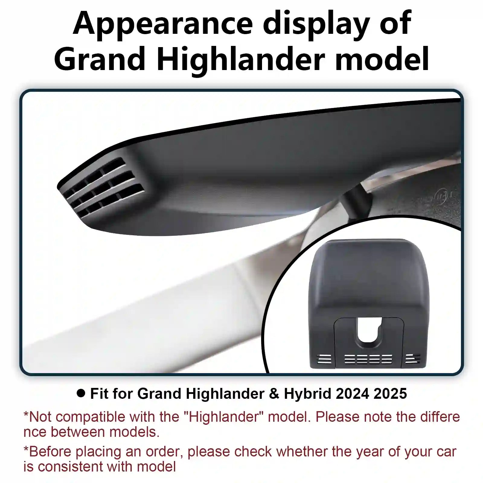 Front 4K & Rear 1080P Dash Cam Custom fit for Toyota Grand Highlander & Hybrid 2024 2025, XLE Limited Platinum, Integrated OEM Look, UHD 2160P Video, App & WiFi, Easy to Install, 128GB Card