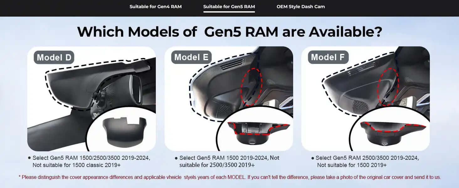 the ram truck gen 4 model D/E/F dash camera 
