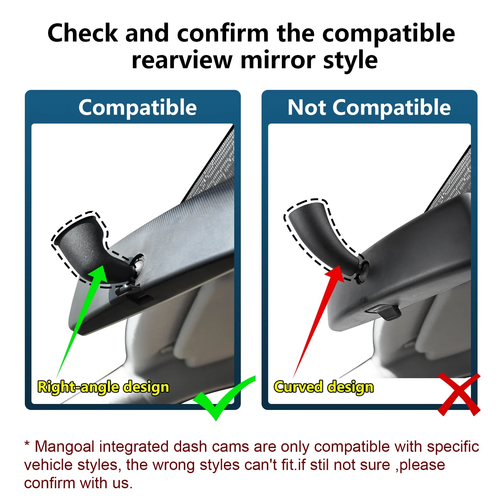 4K Dash Cam fit for Volkswagen(Model A), Rearview Mirror Base Without Sensor Cover, Integrated OEM Look, UHD 2160P Video, WiFi & App, Easy to Install, Loop Recording, GPS, 64GB Card