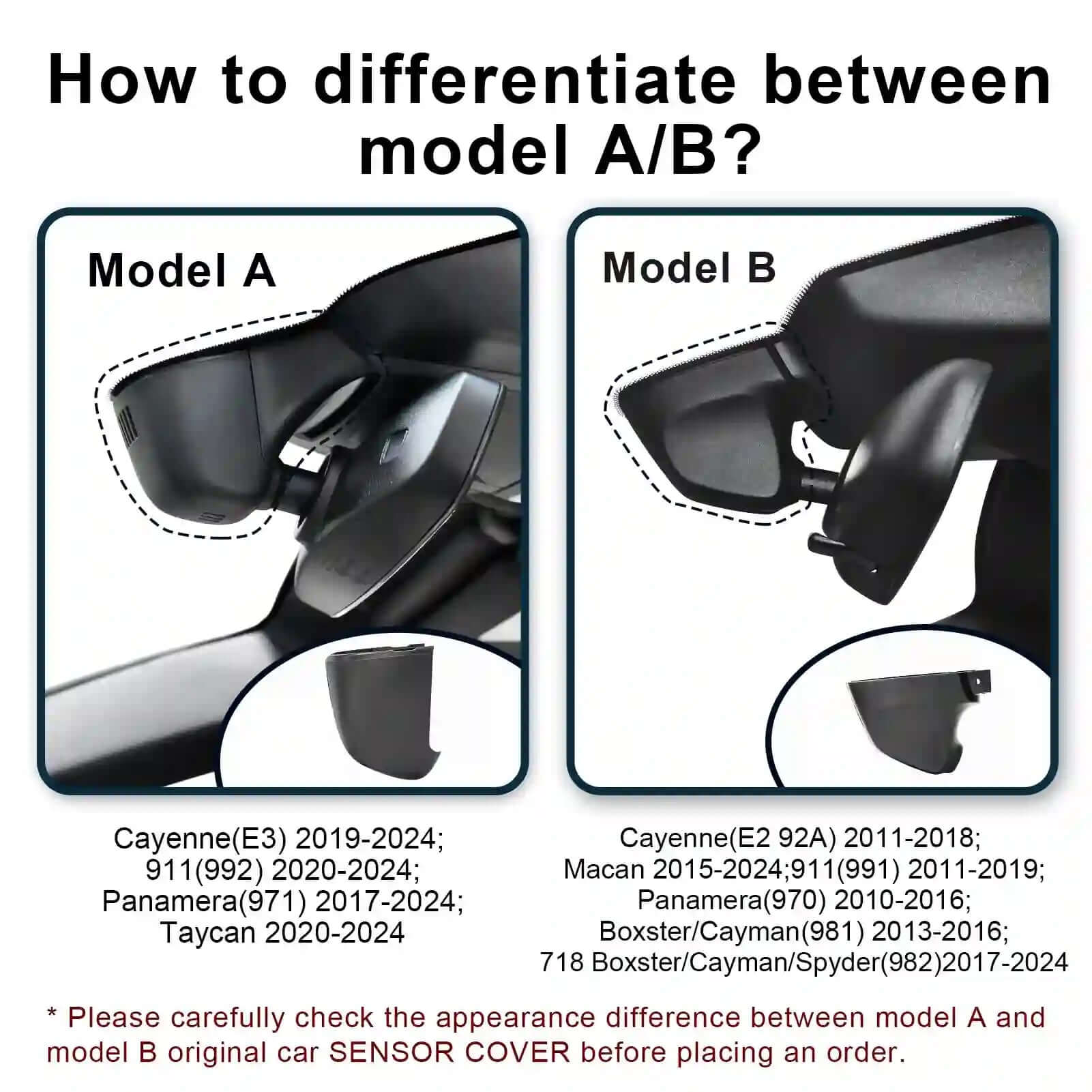 porsche dash cam model A & B appearance difference 