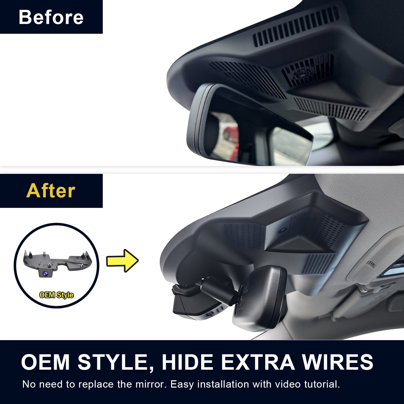 4K Dash Cam fit for Ford Mustang mach-E 2021 2022 2023 2024 2025, Select Premium California Route 1 GT Accessories, UHD 2160P Video, WiFi & App, G-Sensor, Loop Recording, 64GB Card