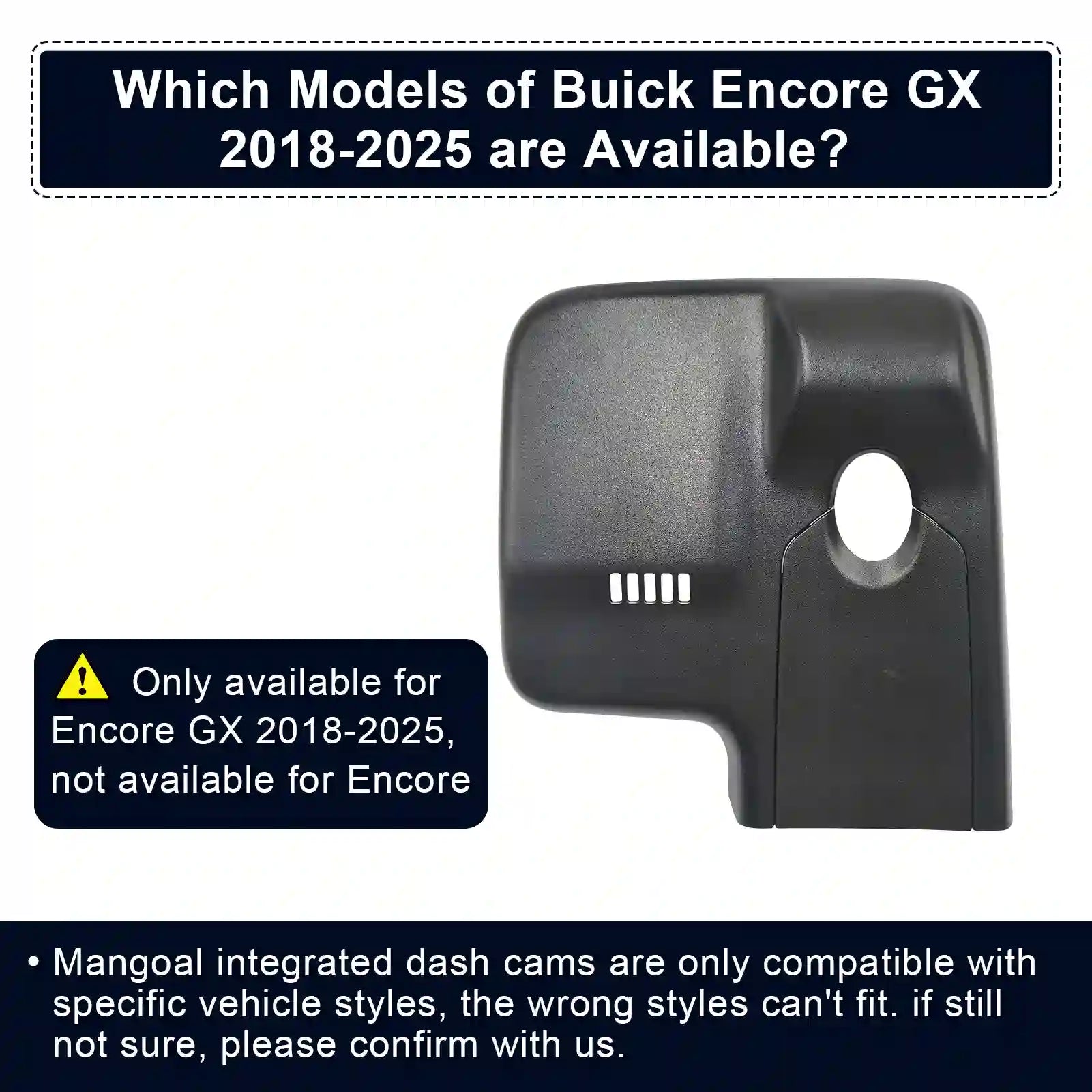 4K Dash Cam Custom fit for Buick Encore GX 2020-2025, Not Suitable for Buick Encore, Integrated OEM Look, UHD 2160P Video, WiFi & App, Easy to Install, 64GB Card