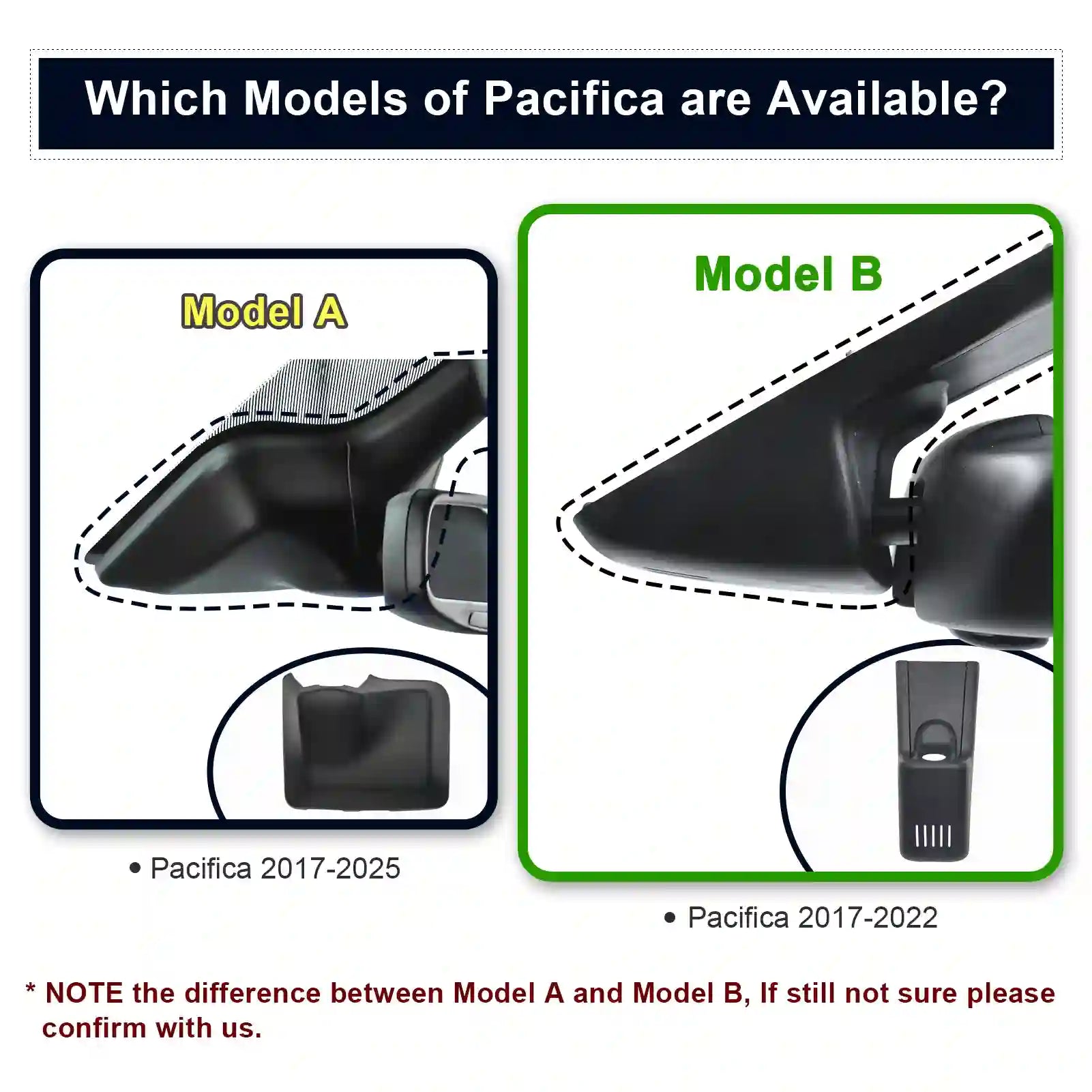 Chrysler Pacifica Model B single dash camera 