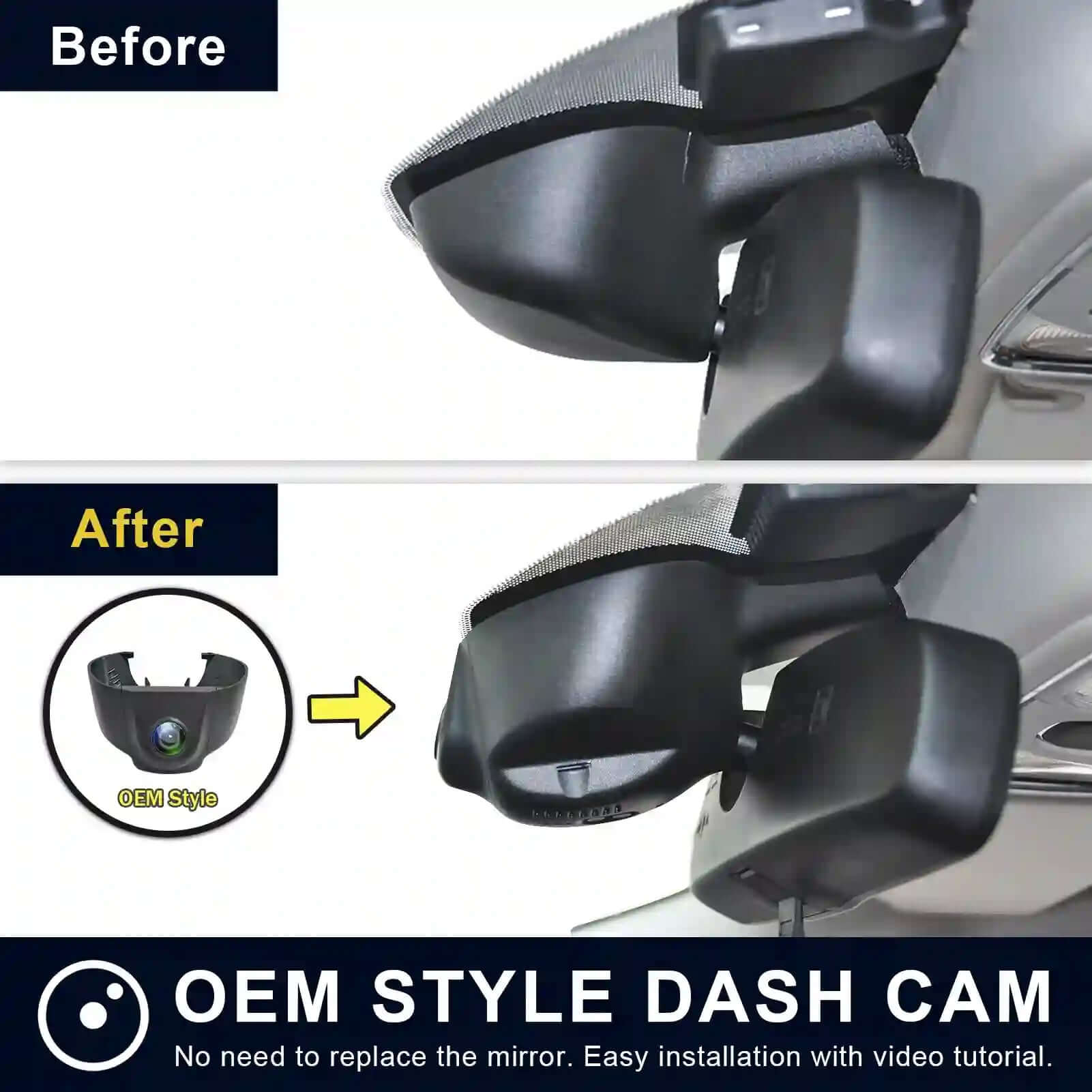 dodge journey OEM style dash cam before and after appearance 