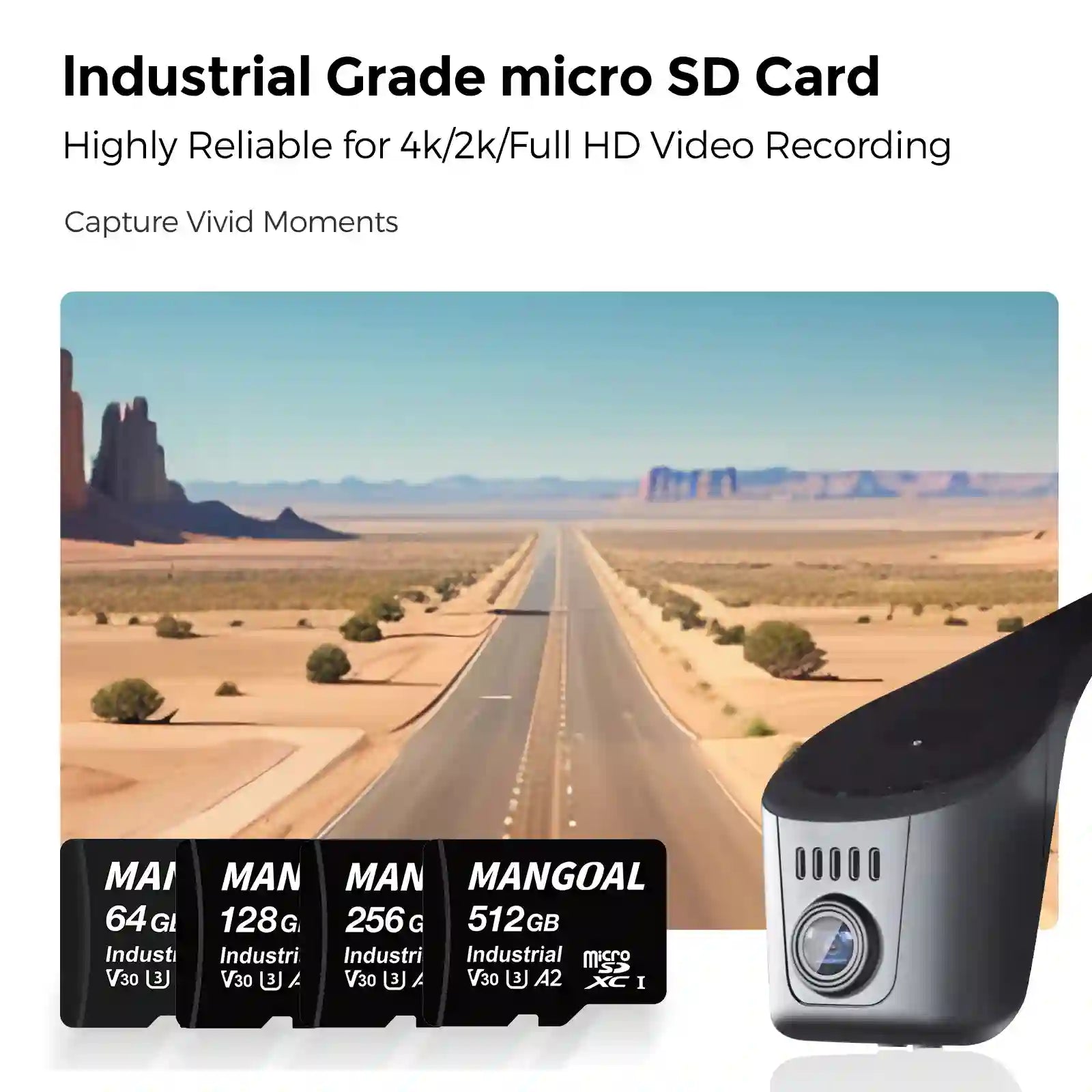 256GB Industrial Grade microSD Card, U3 A2 V30 High Speed Memory Card with Adapter, Support Ultra HD 4K Video Recording