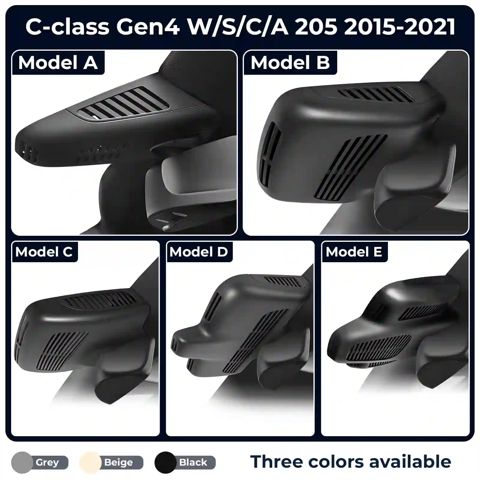 4K Dash Cam for Mercedes-Benz C-Class Gen4 W/S/C/A 205 2015-2021(Model B Beige), C200 C250 C300 etc, OEM Look, UHD 2160P, WiFi & APP, Loop Recording, G-Sensor, Easy to Install, 64GB Card