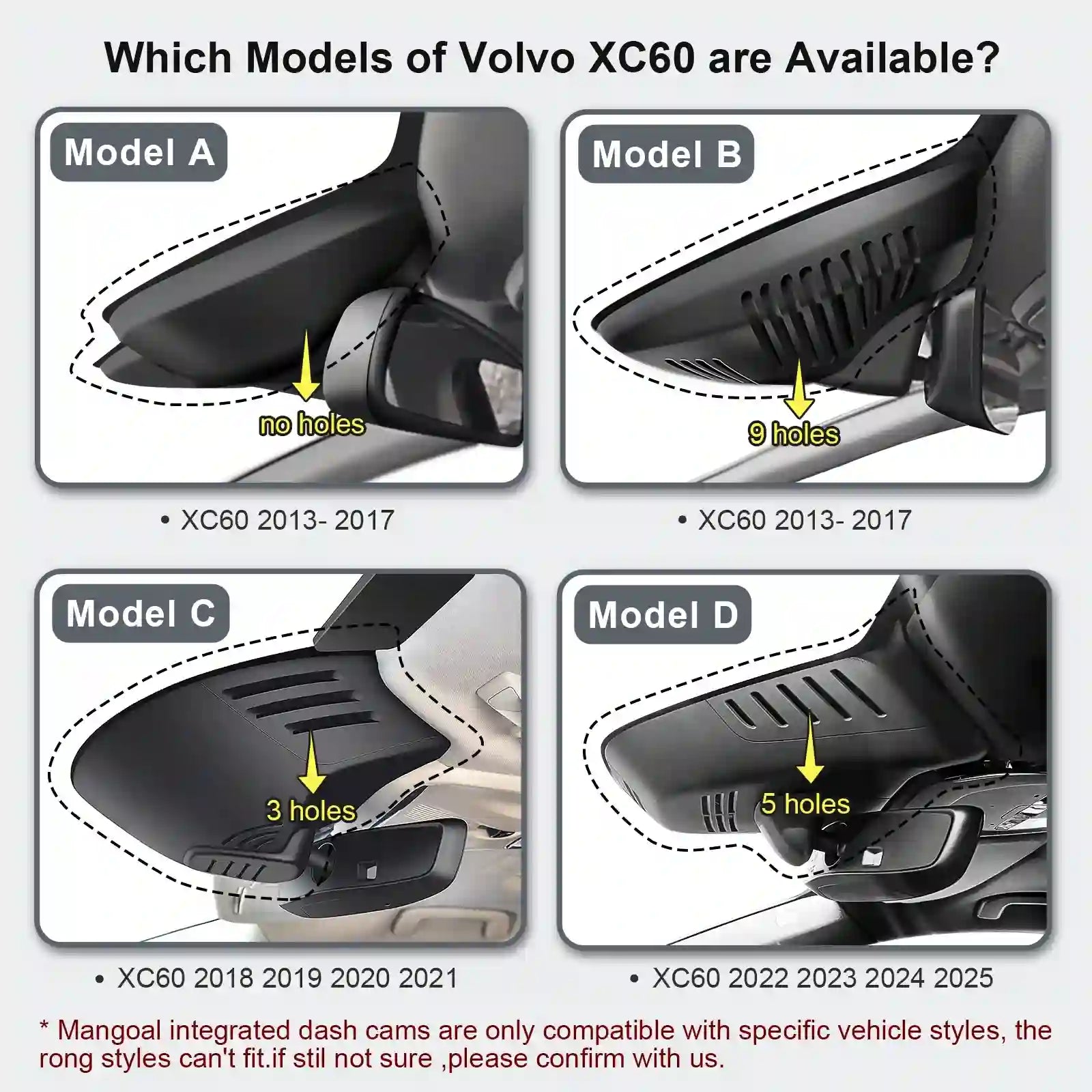 volvo xc90 model A dash camera for model A.B,C,D