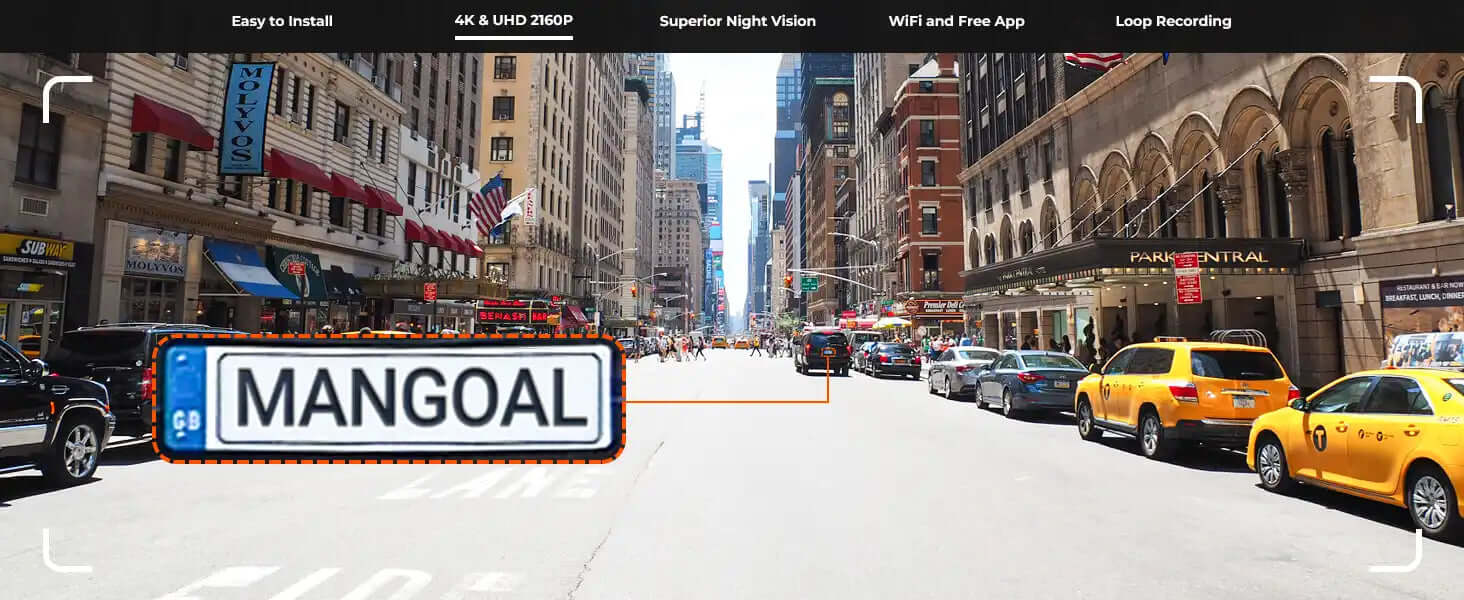 Mangoal tech dash camera front 4k view