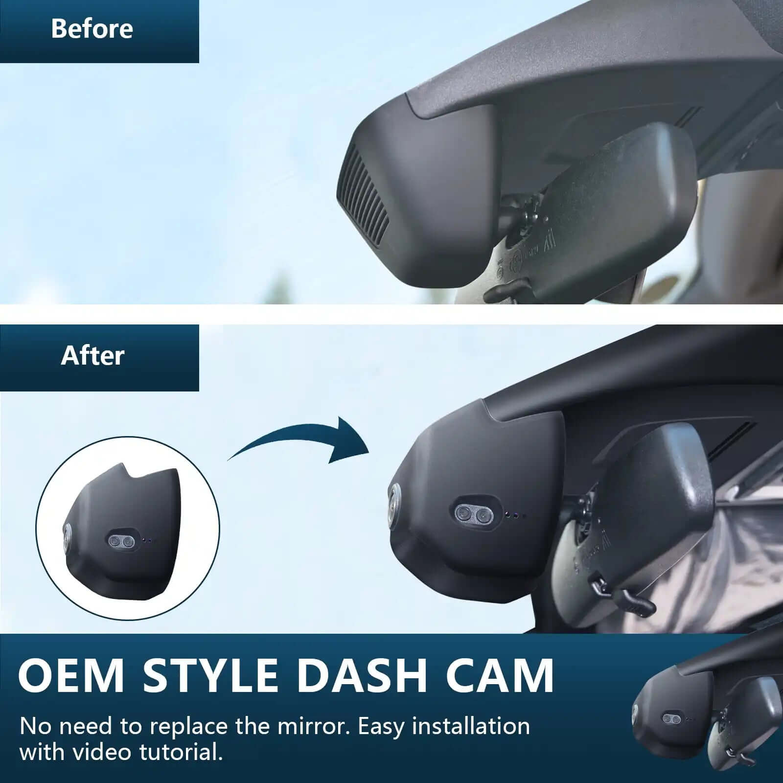 Honda Civic dash cam before and after installation view 