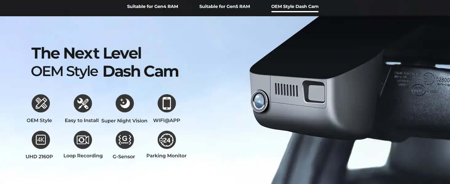 the ram truck OEM style dash camera appearance 