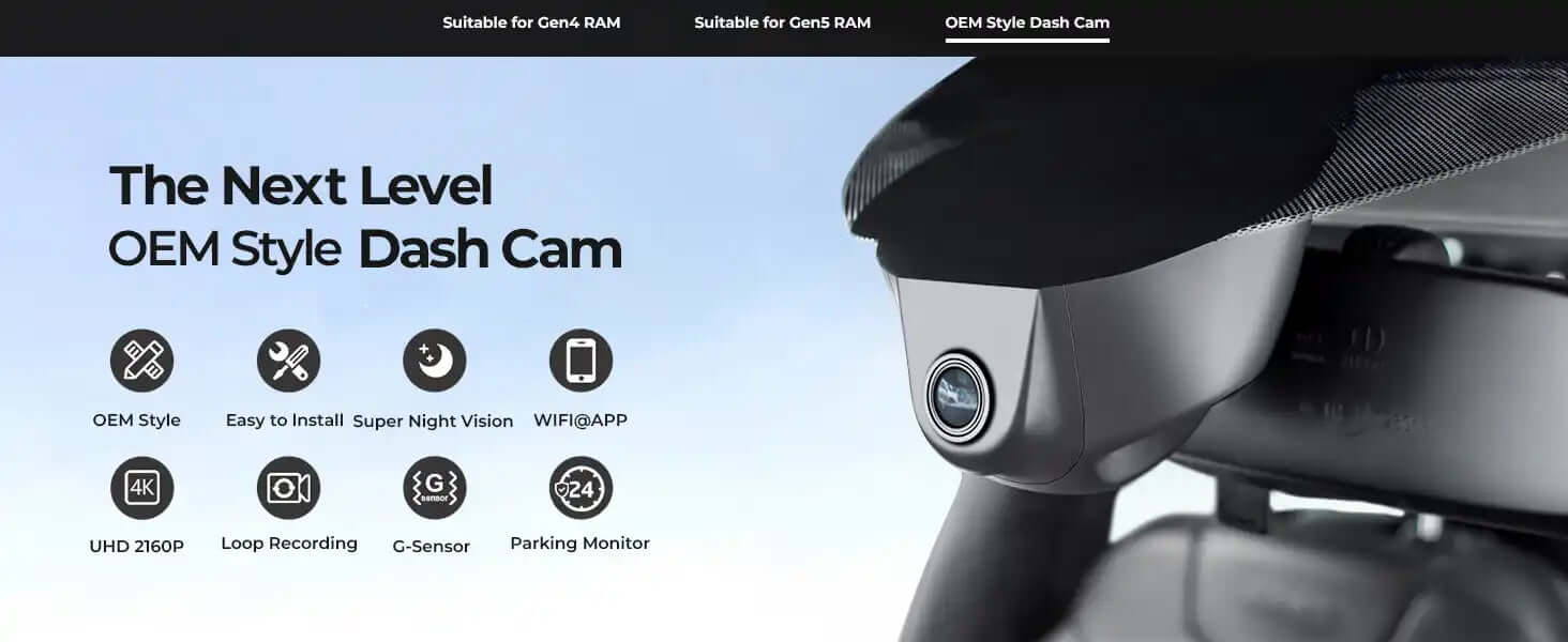 the ram truck OEM style dash camera appearance 