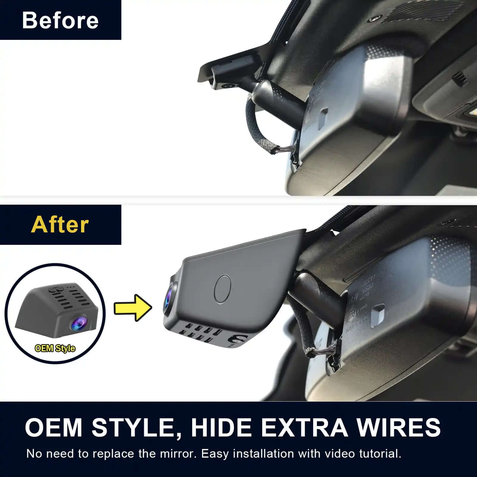 Ford Maverick dash cam before/after installation 