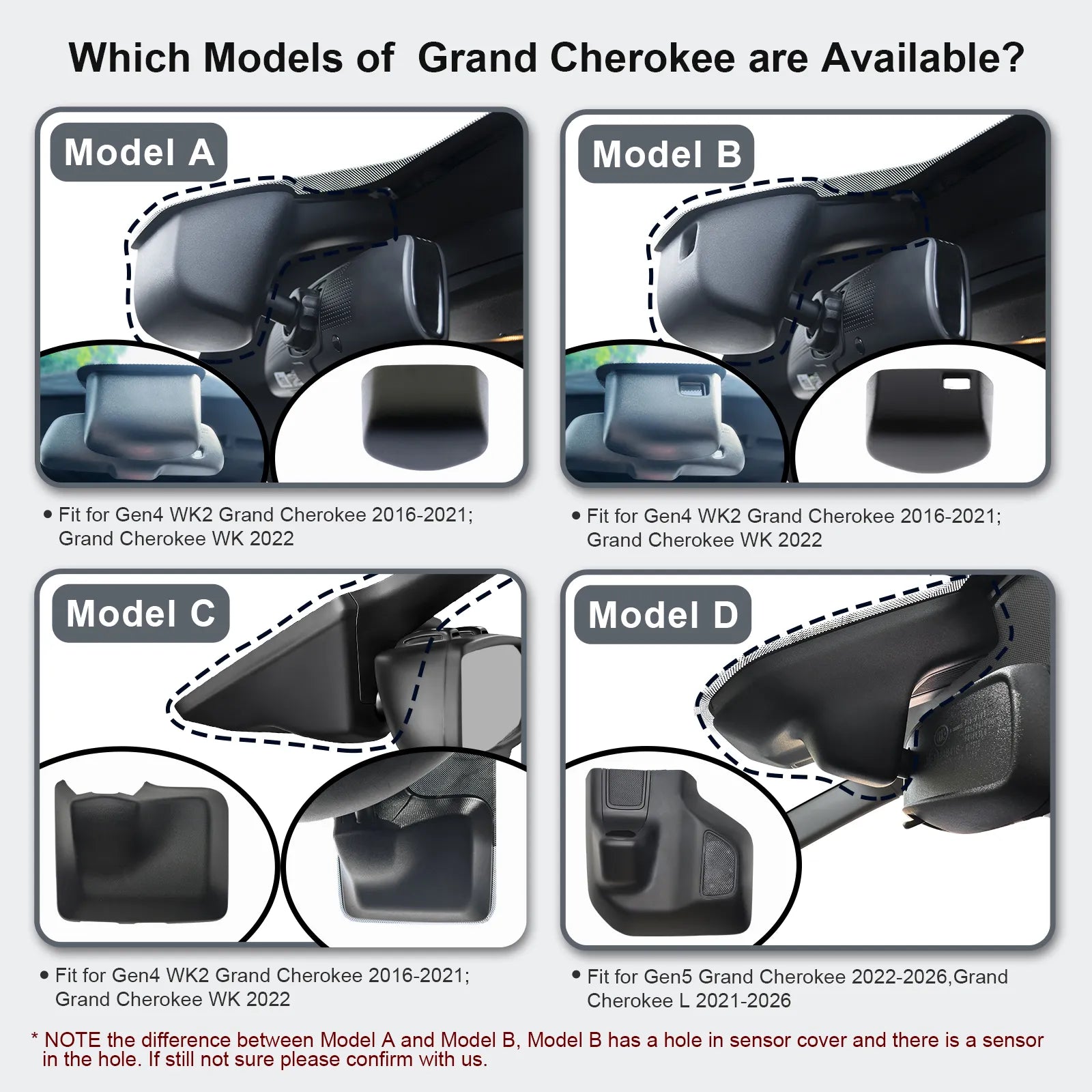 4K Dash Cam Custom Custom Fit Jeep Grand Cherokee 2016-2021 & Grand Cherokee WK 2022 (Model A),Check Model Carefully,Limited Trailhawk Overland,UHD 2160P Video,64GB Card