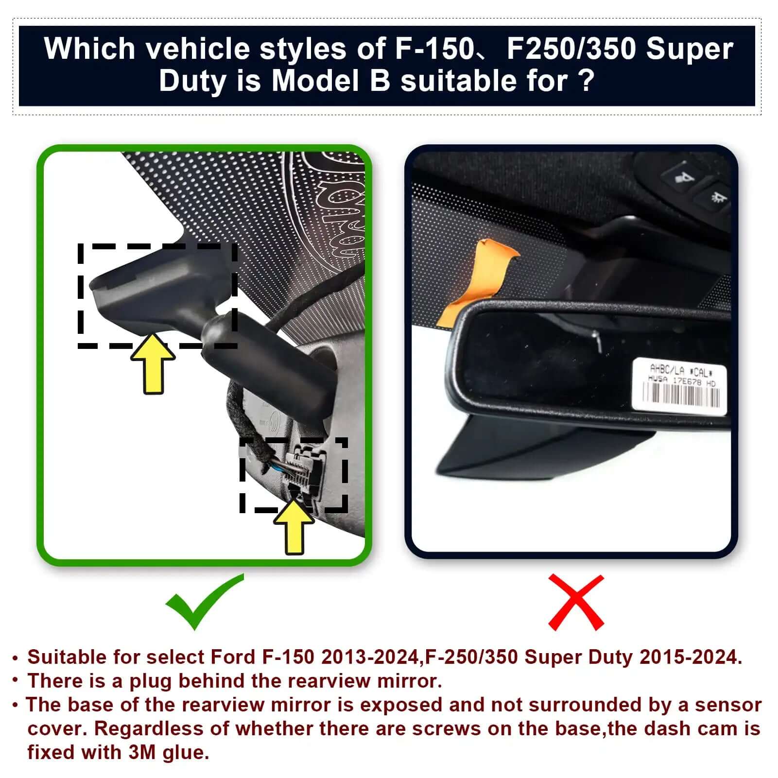 Mangoal discreet dash cam for Ford F-Series 4K Dash cam (2013-2024)