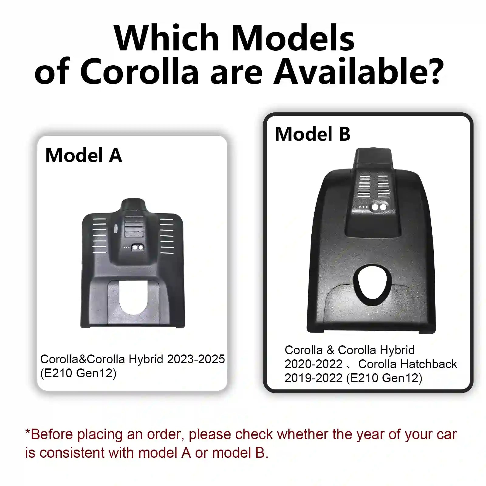 Toyota Corolla Model-B dash camera back case 