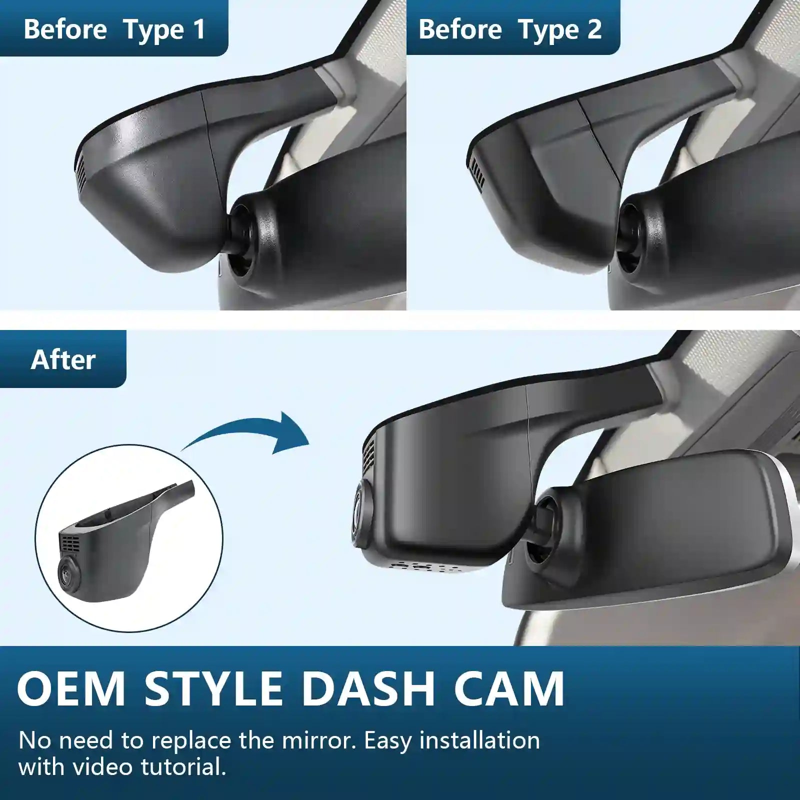 4K Dash Cam fit for Volkswagen Golf & Golf GTI & Golf R MK 7/7.5/8 2015-2025(Model A Black), Rabbit Variant, OEM Look, UHD 2160P, App & WiFi, Loop Recording, Easy to Install, GPS, 64GB Card