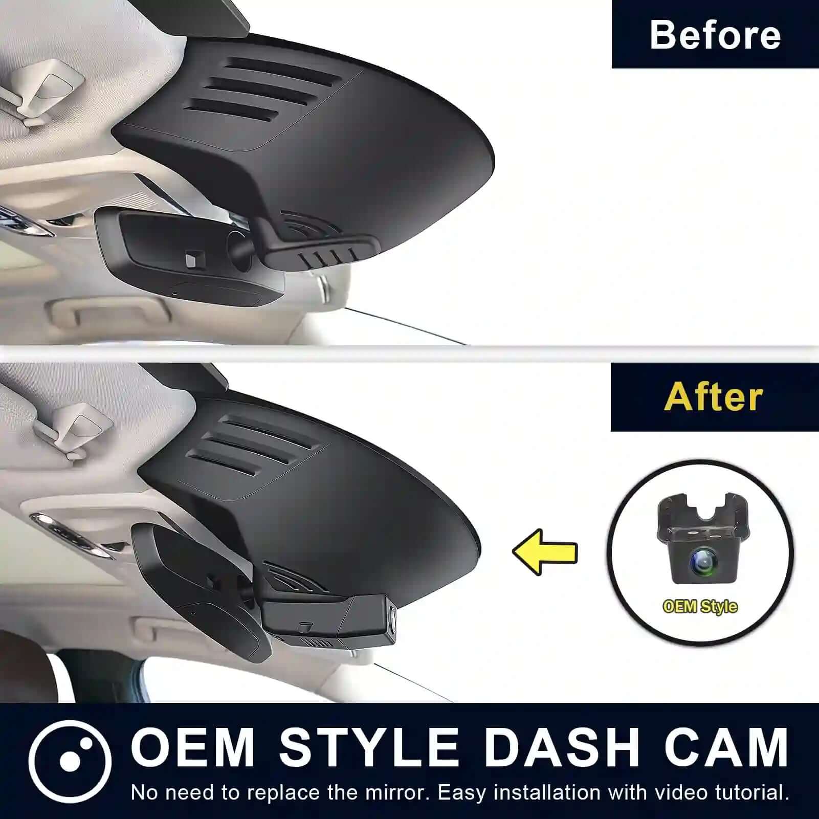 Volvo CX-40 dash cam OEM looks before and after install 
