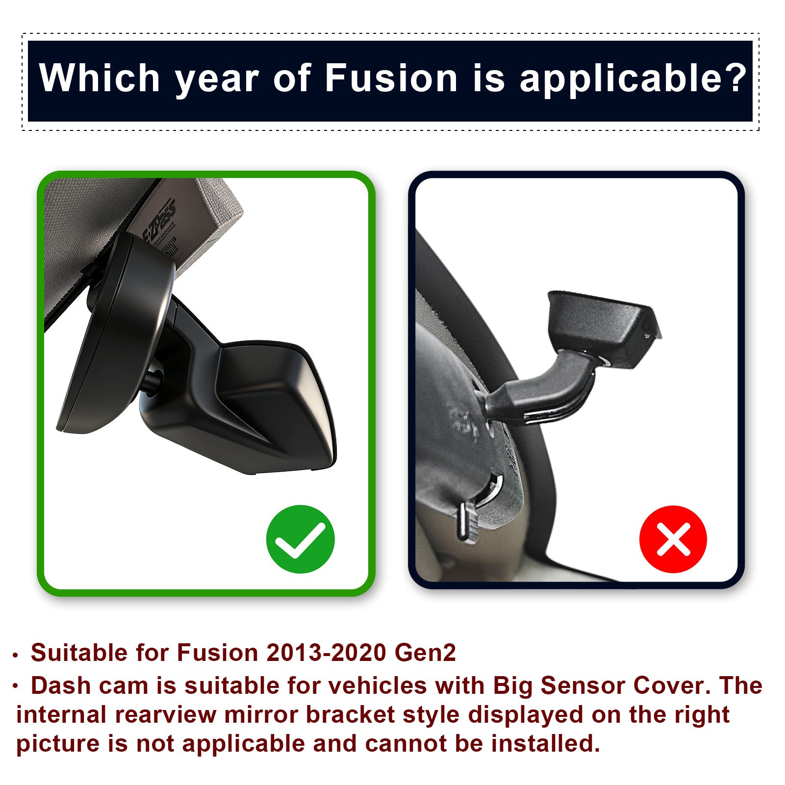 STARVIS 2 Front 4K HDR Dash Cam IMX678, Custom Fit for Ford Fusion 2013-2020 Gen2, 5GHz WiFi, GPS, 64GB Card