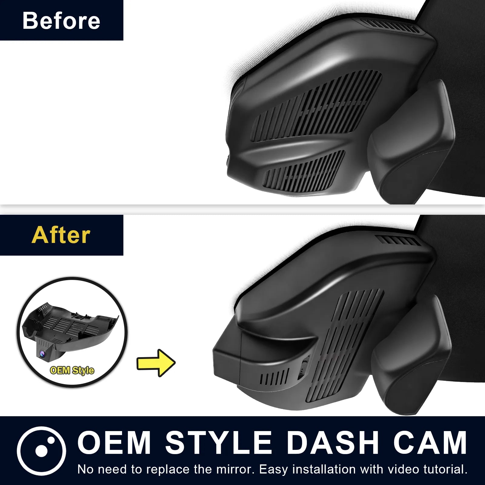 4K Dash Cam for Mercedes-Benz GLC Gen1 X253/C253 2016-2020(Model E Black), GLC200 220 250 300 etc, OEM Look, UHD 2160P, WiFi & APP, Loop Recording, G-Sensor, Easy to Install, GPS, 64GB Card