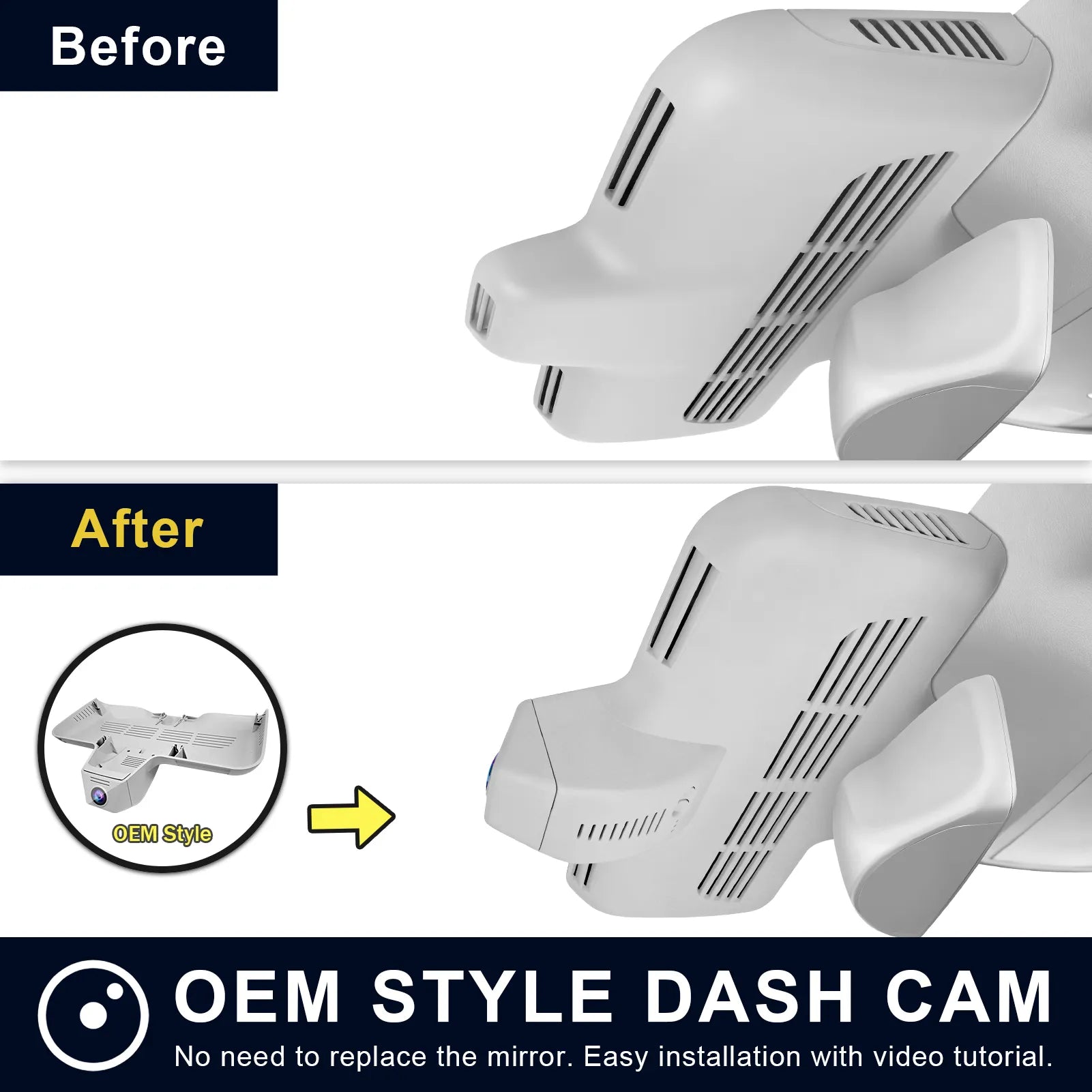 4K Dash Cam for Mercedes-Benz GLC Gen1 X253/C253 2016-2020(Model D Gray), GLC200 220 250 300 etc, OEM Look, UHD 2160P, WiFi & APP, Loop Recording, G-Sensor, Easy to Install, GPS, 64GB Card