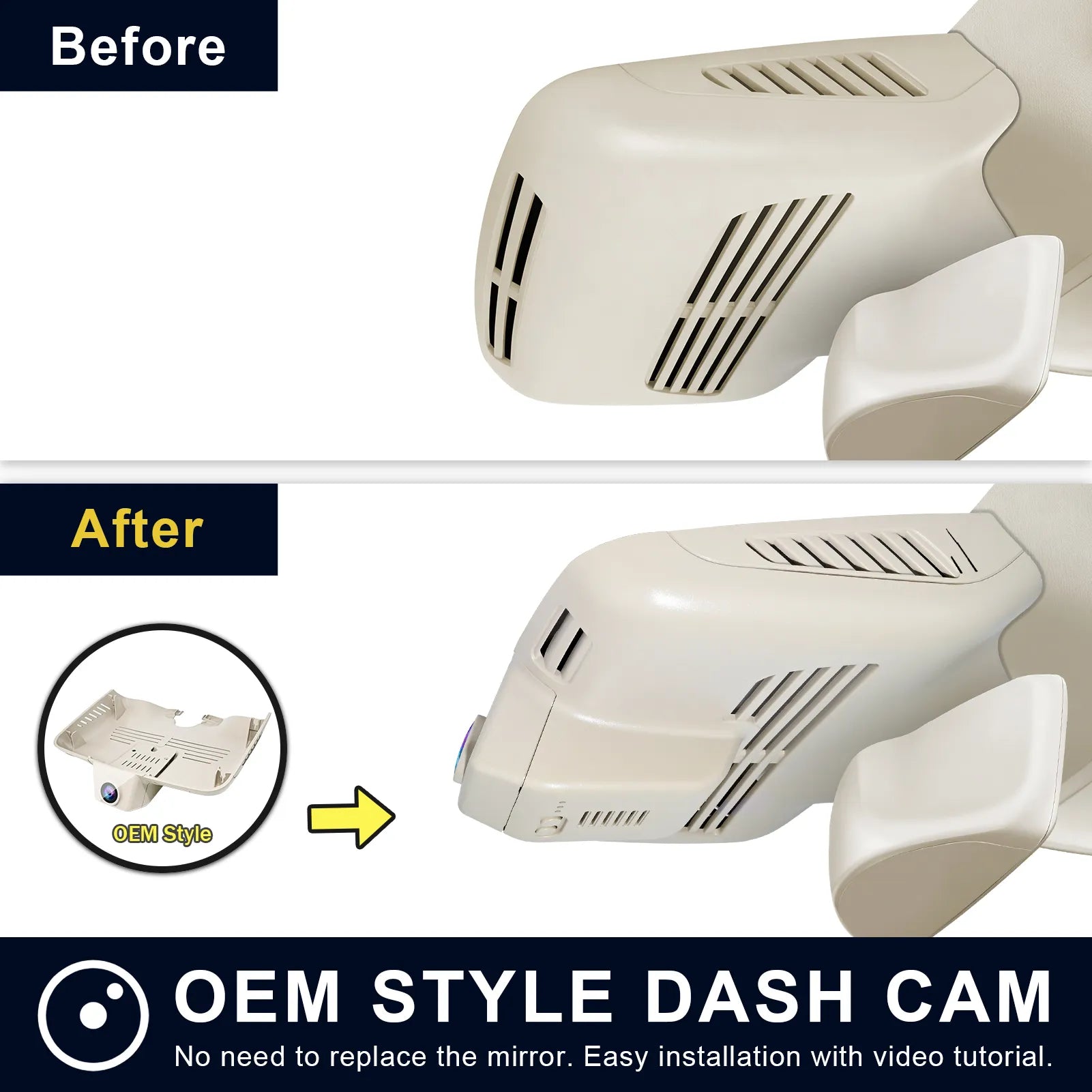 4K Dash Cam for Mercedes-Benz GLC Gen1 X253/C253 2016-2020(Model B Beige), GLC200 220 250 300 etc, OEM Look, UHD 2160P, WiFi & APP, Loop Recording, G-Sensor, Easy to Install, GPS, 64GB Card