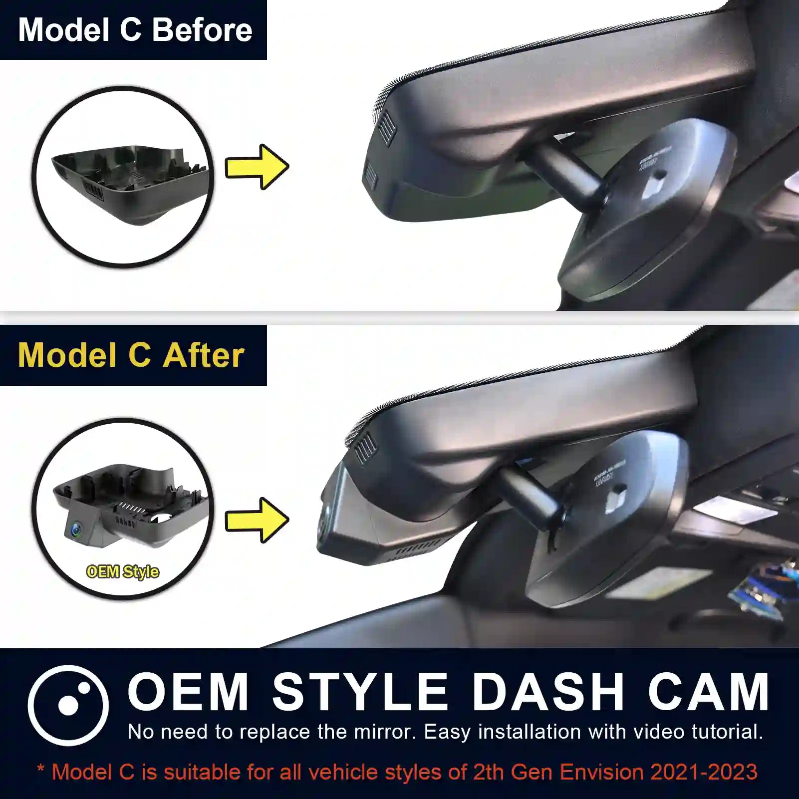 Front 4K & Rear 1080p Dash Cam for Buick Encore GX 2020-2025, Not Suitable for Buick Encore, OEM Look, UHD 2160P Video, WiFi & Free App, G-Sensor, Loop Recording, 128GB Card