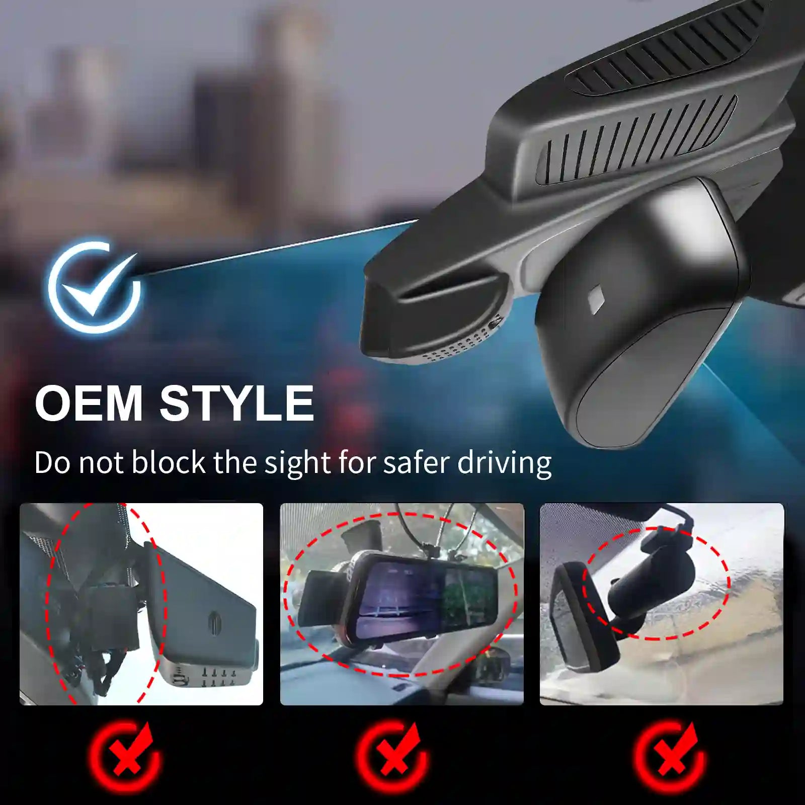 Car rearview mirror with a focus on safe installation and clear visibility.