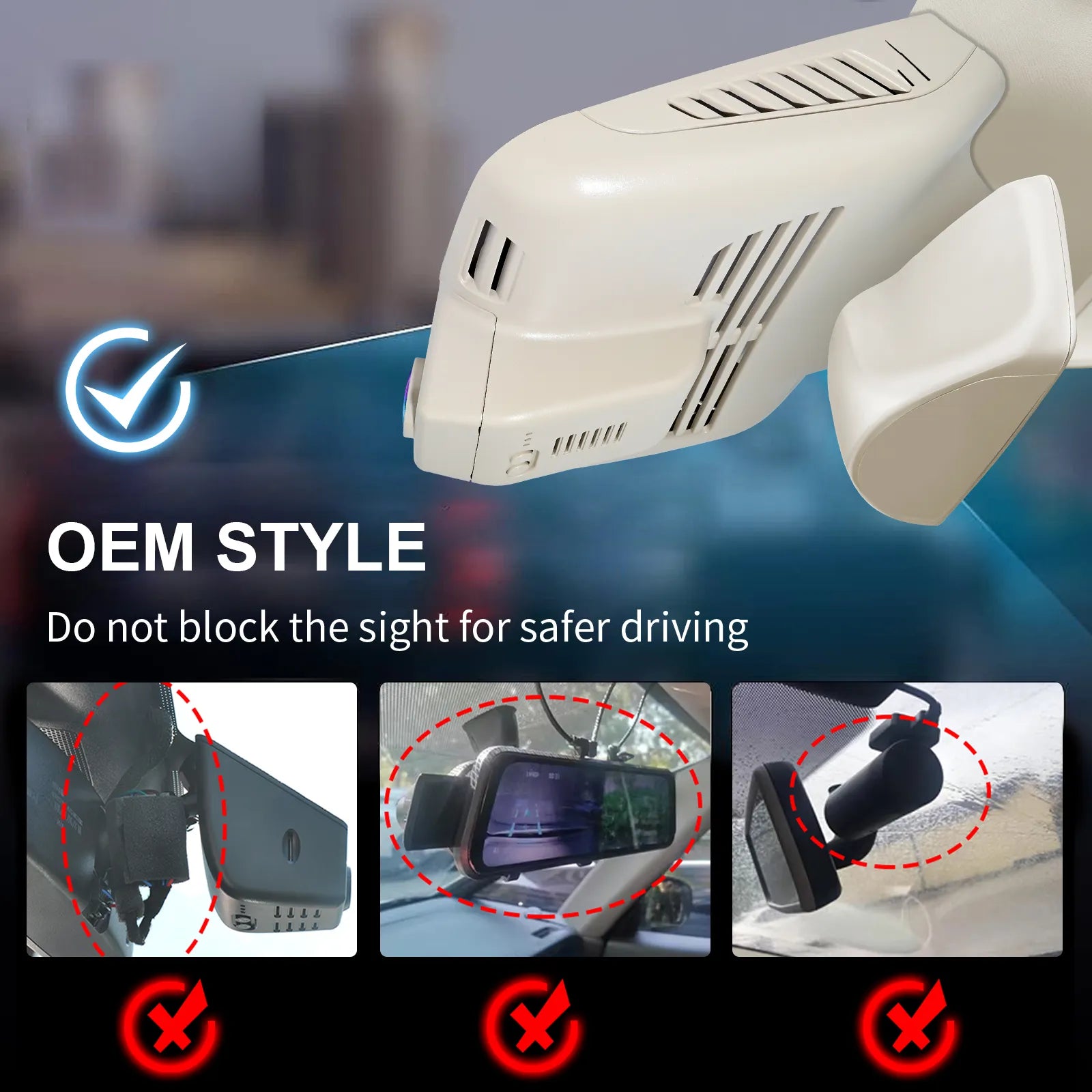 Front 4K and Rear 1080P Dash Cam for Mercedes-Benz GLC Gen1 X253/C253 2016-2020(Model B Beige), GLC300 etc, OEM Look, WiFi & APP, Loop Recording, G-Sensor, Easy to Install, GPS, 128GB Card