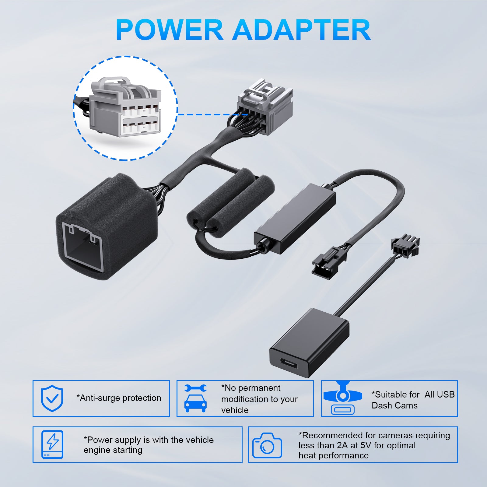 Mangoal Dash Cam Power Adapter for Mazda with 10-Pin sunroof Plug (Model B) – Hidden Cable Kit for GPS Radar Mirror Camera, Plug & Play Fits All Mazda Models with sunroof