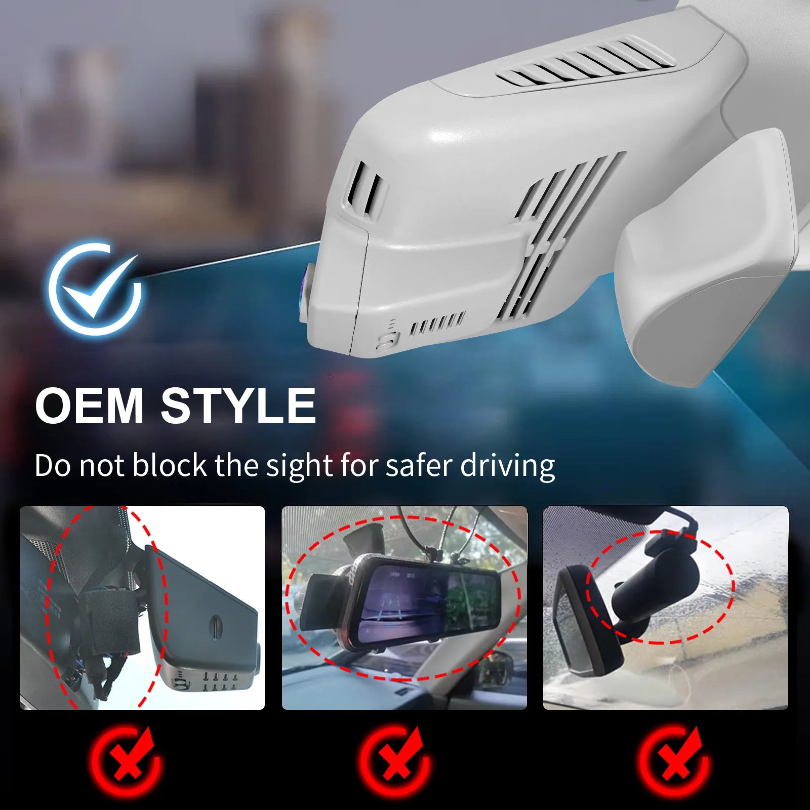 Front 4K and Rear 1080P Dash Cam for Mercedes-Benz GLC Gen1 X253/C253 2016-2020(Model B Gray), GLC300 etc, OEM Look, WiFi & APP, Loop Recording, G-Sensor, Easy to Install, GPS, 128GB Card