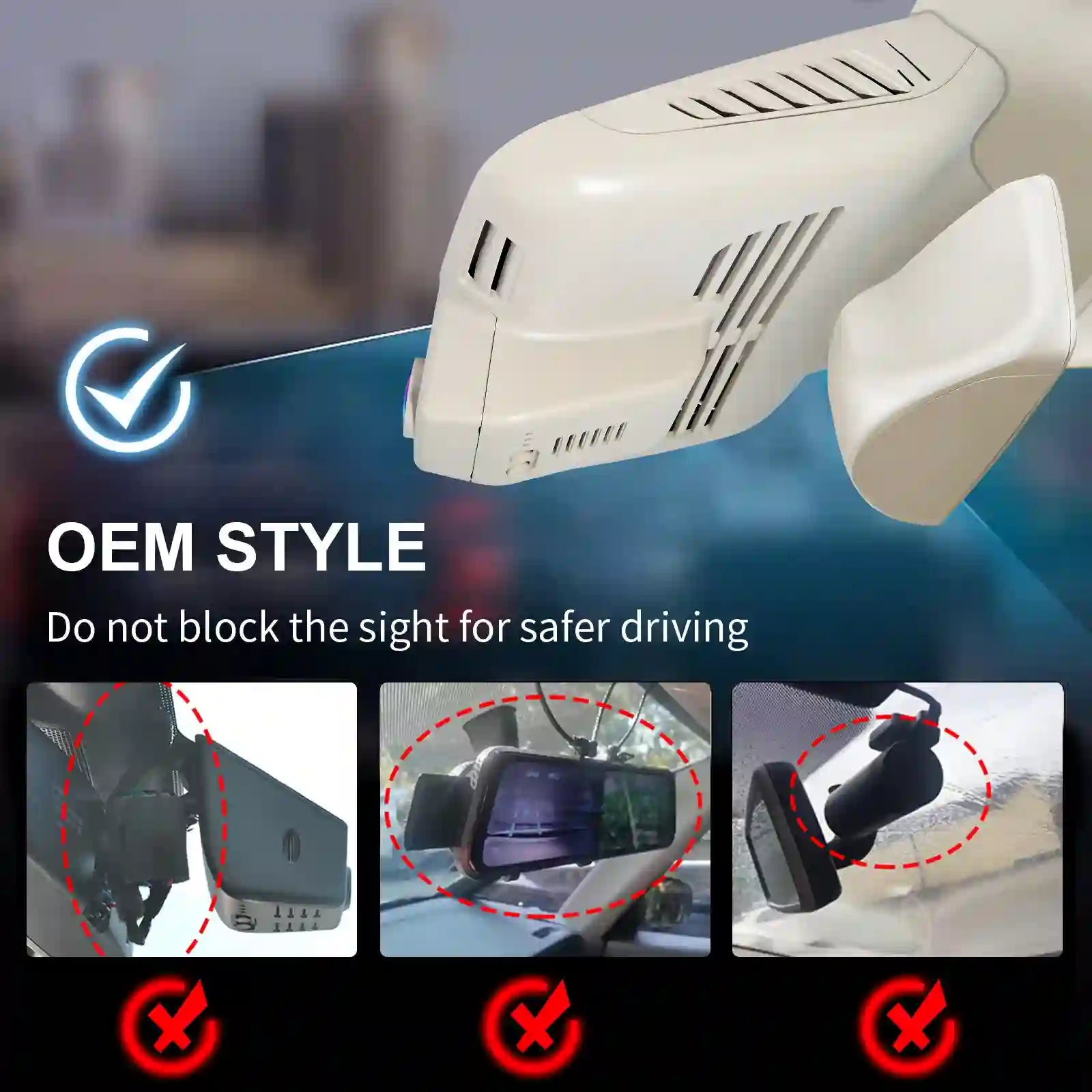 Front 4K and Rear 1080p Dash Cam for Mercedes-Benz C-Class Gen4 W/S/C/A 205 2015-2021(Model B Beige), C200 C250 C300 etc, OEM Look, WiFi & APP, Loop Recording, G-Sensor, GPS, 128GB Card