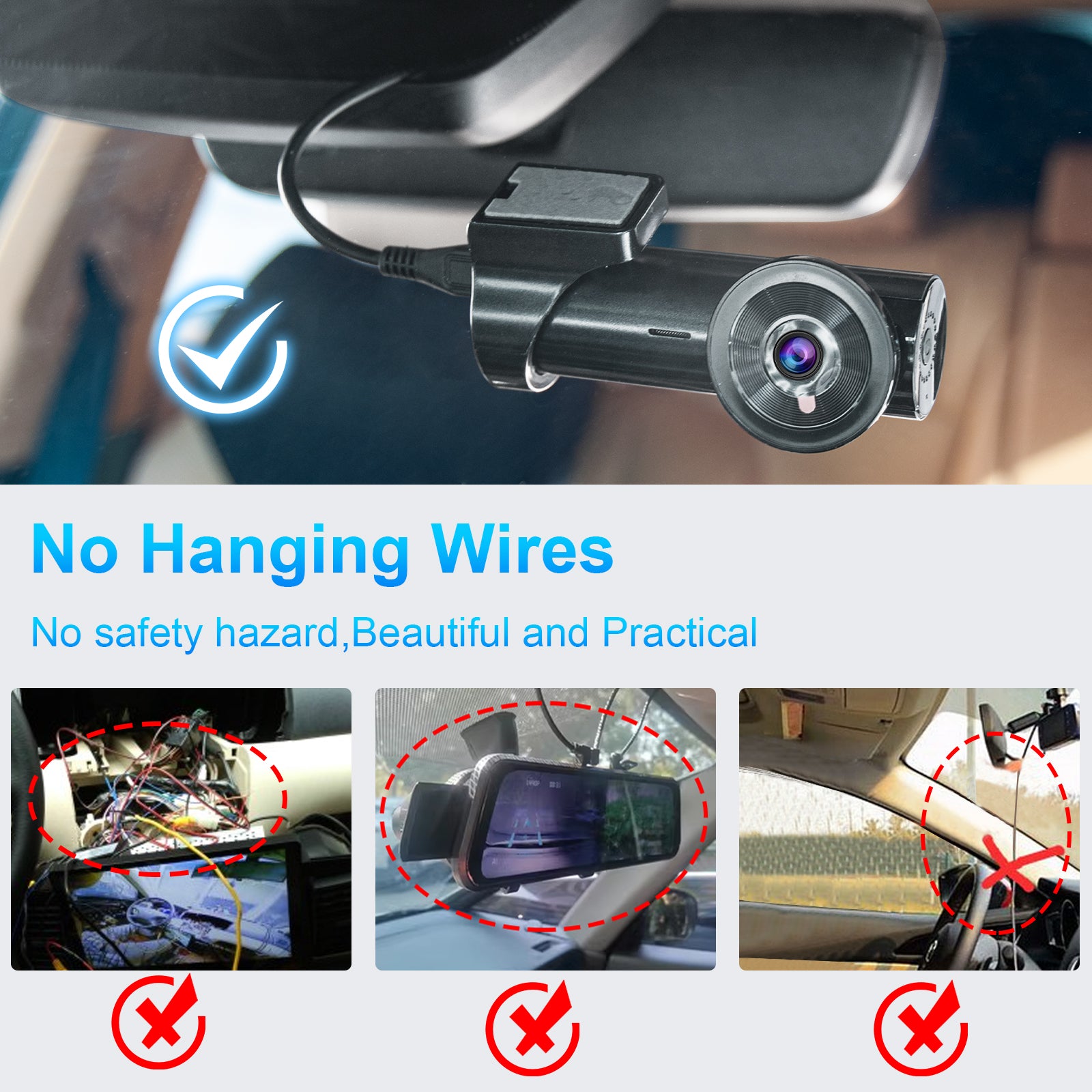 Mangoal Dash Cam Power Adapter for Mazda 16-Pin (Model C) – Hidden Cable Kit for GPS Radar Mirror Camera, Plug & Play, Connects to Rearview Mirror (Exposed)