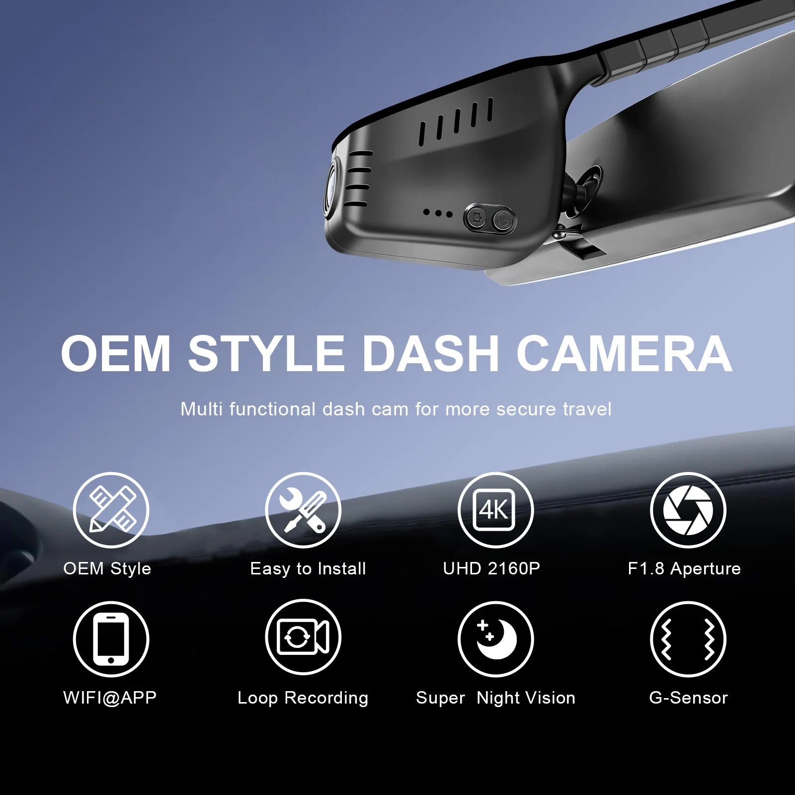 Front 4K and Rear 1080P Dash Cam fit for Volkswagen(Model A), Rearview Mirror Base Without Sensor Cover, Integrated OEM Look, UHD 2160P Video, WiFi & App, Loop Recording, GPS, 128GB Card