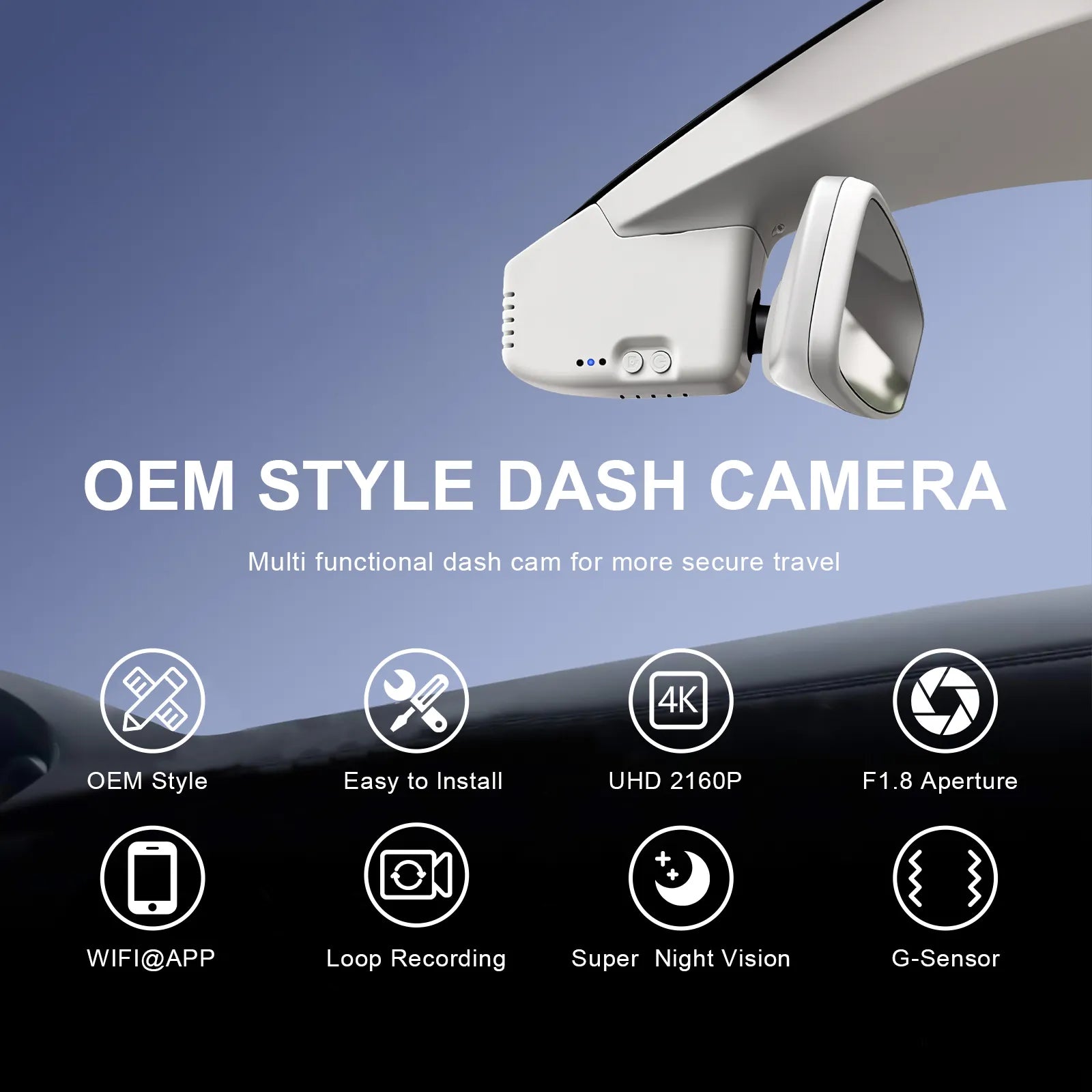 Front 4K & Rear 1080p Dash Cam Custom fit for VW up! & e-up! 2017-2024 (Model B Gray), Take up! Move up! high up! e-up! Style etc, UHD 2160P, App & WiFi, Loop Recording, 128GB Card