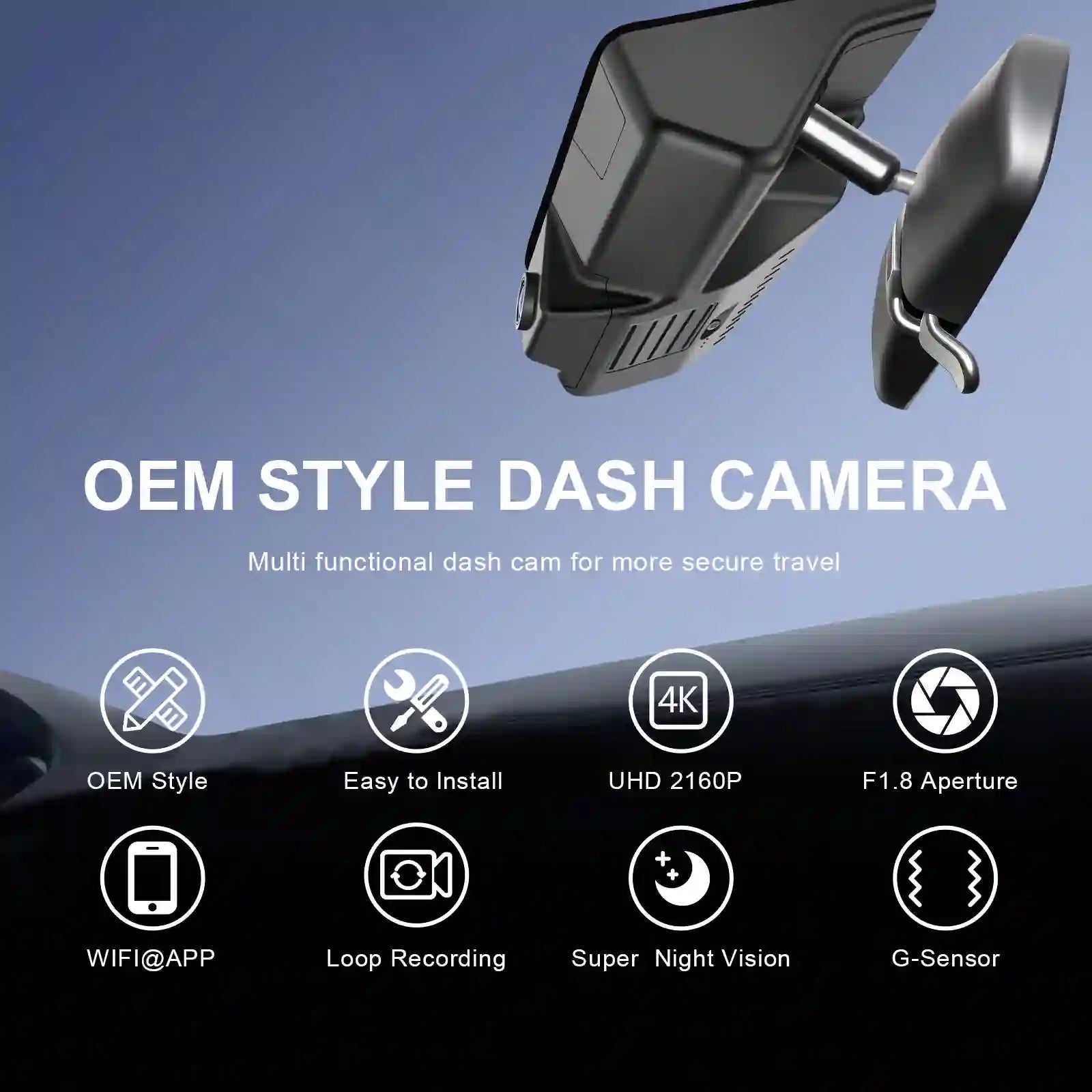 4K Dash Cam for Honda Pilot 2016-2022 Gen 3 YF5/6, Passport 2019-2025 Gen3 YF7/8, Ridgeline 2017-2026 Gen2 YK2/3(Model A), Integrated OEM Look, UHD 2160P Video, WiFi & App, 64GB Card