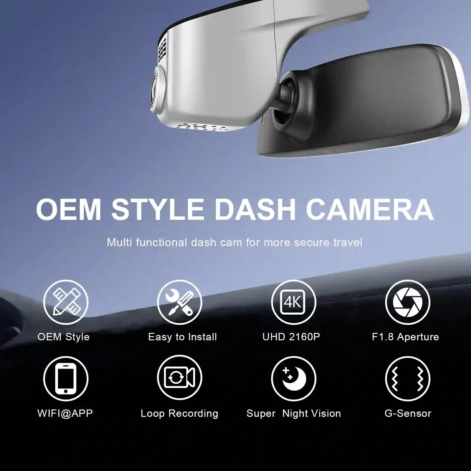 4K Dash Cam Custom fit for Volkswagen Amarok 2017-2022 (Model A Gray), V6 Highline V6 Aventura 2.0 TDI Trendline, OEM Look, UHD 2160P Video, App & WiFi, Loop Recording, Easy to Install, 64GB Card